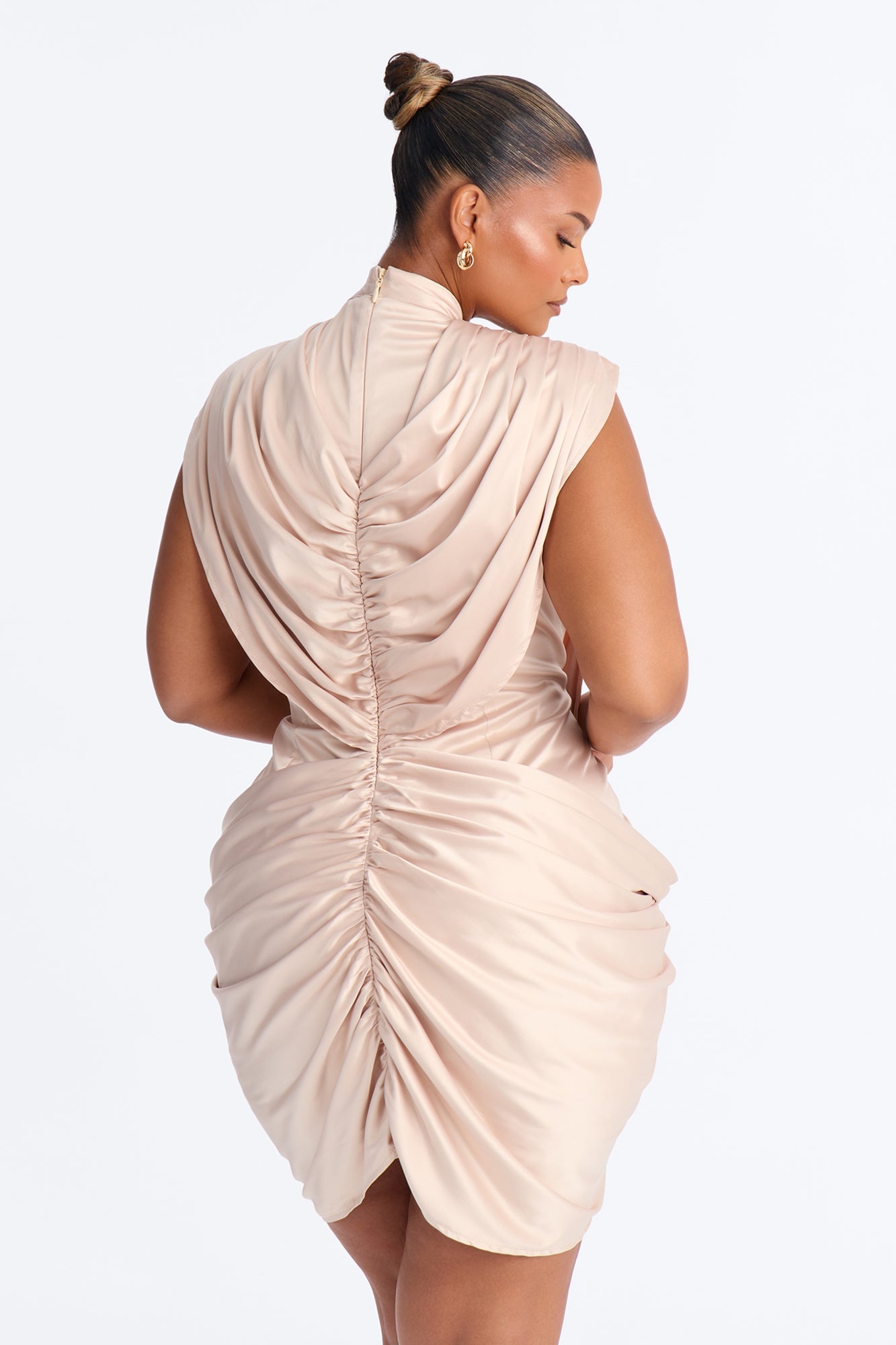 Lilou Draped Satin Mini Dress - Champagne image 4