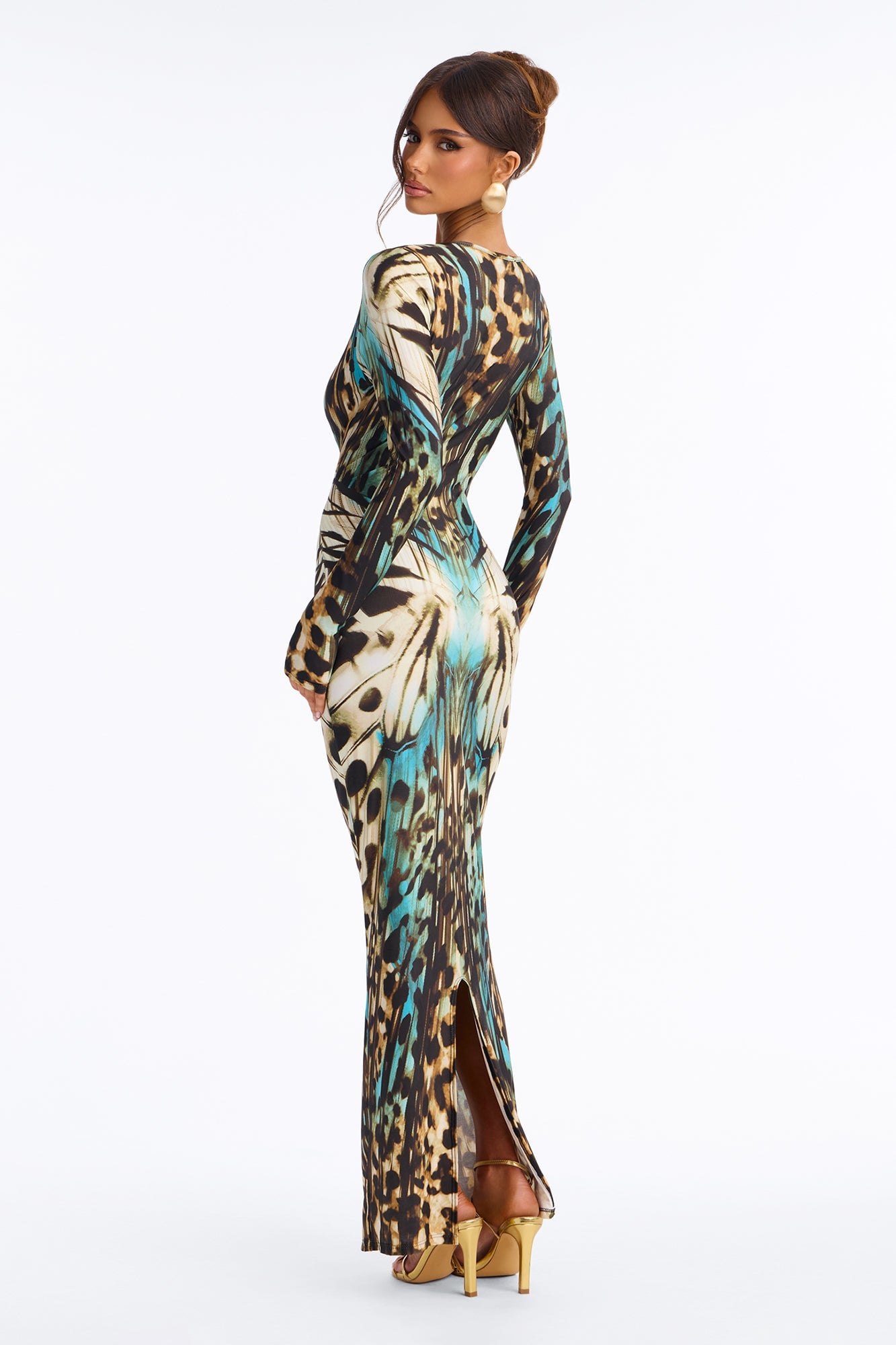 Midnight Desire Long Sleeve Maxi Dress - Blue/combo image 4