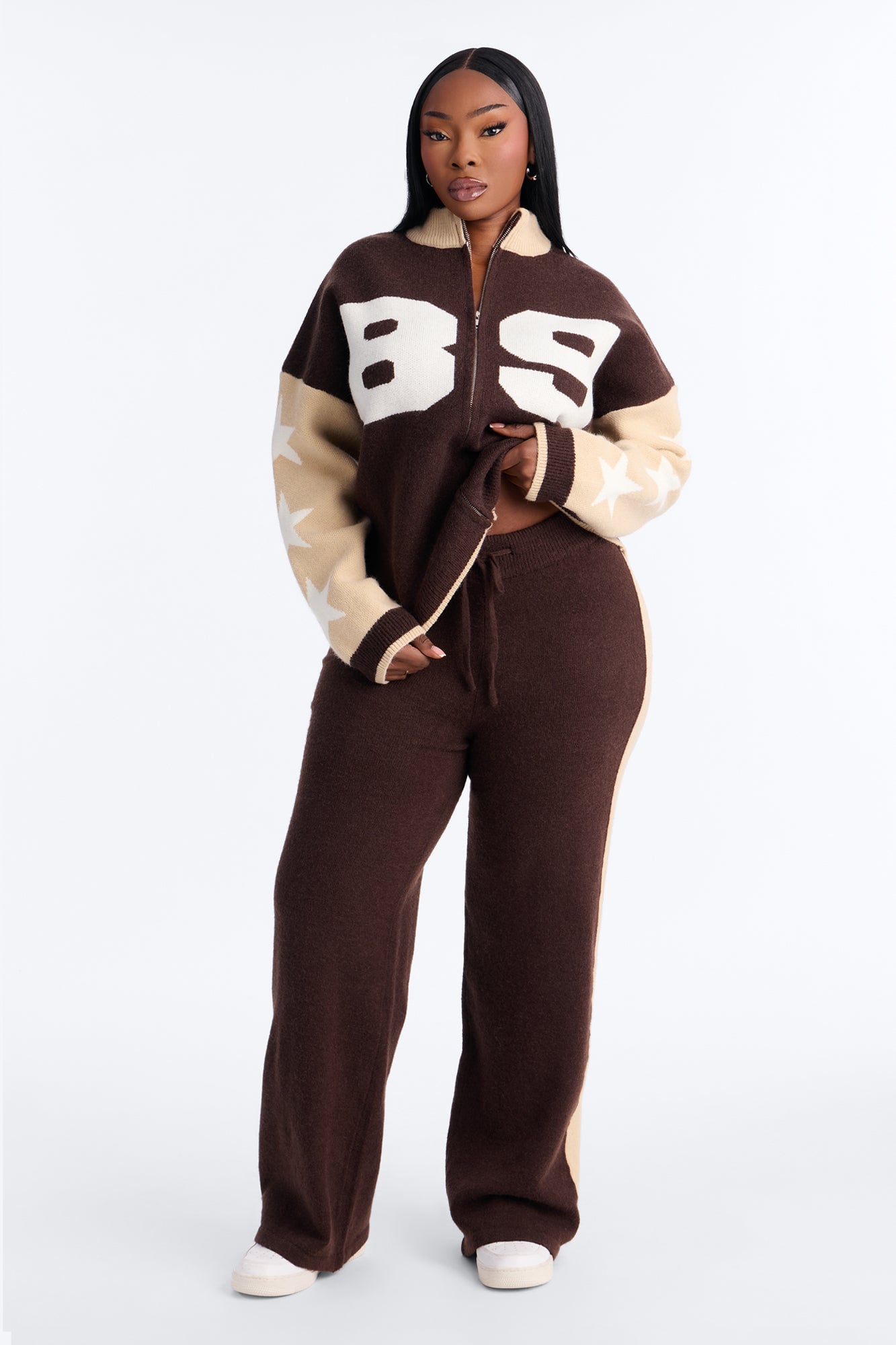 89' Star Sweater Pant Set - Chocolate/Combo image 1