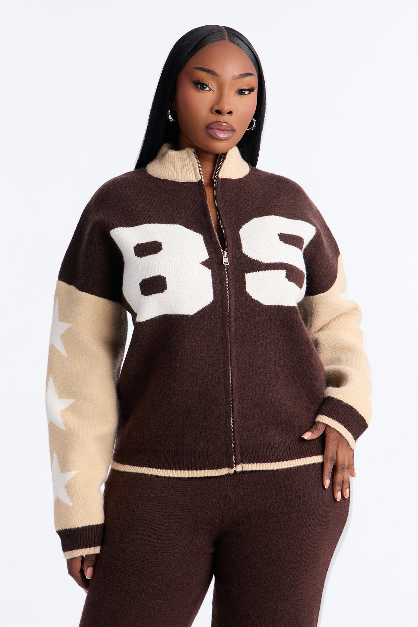89' Star Sweater Pant Set - Chocolate/Combo image 2
