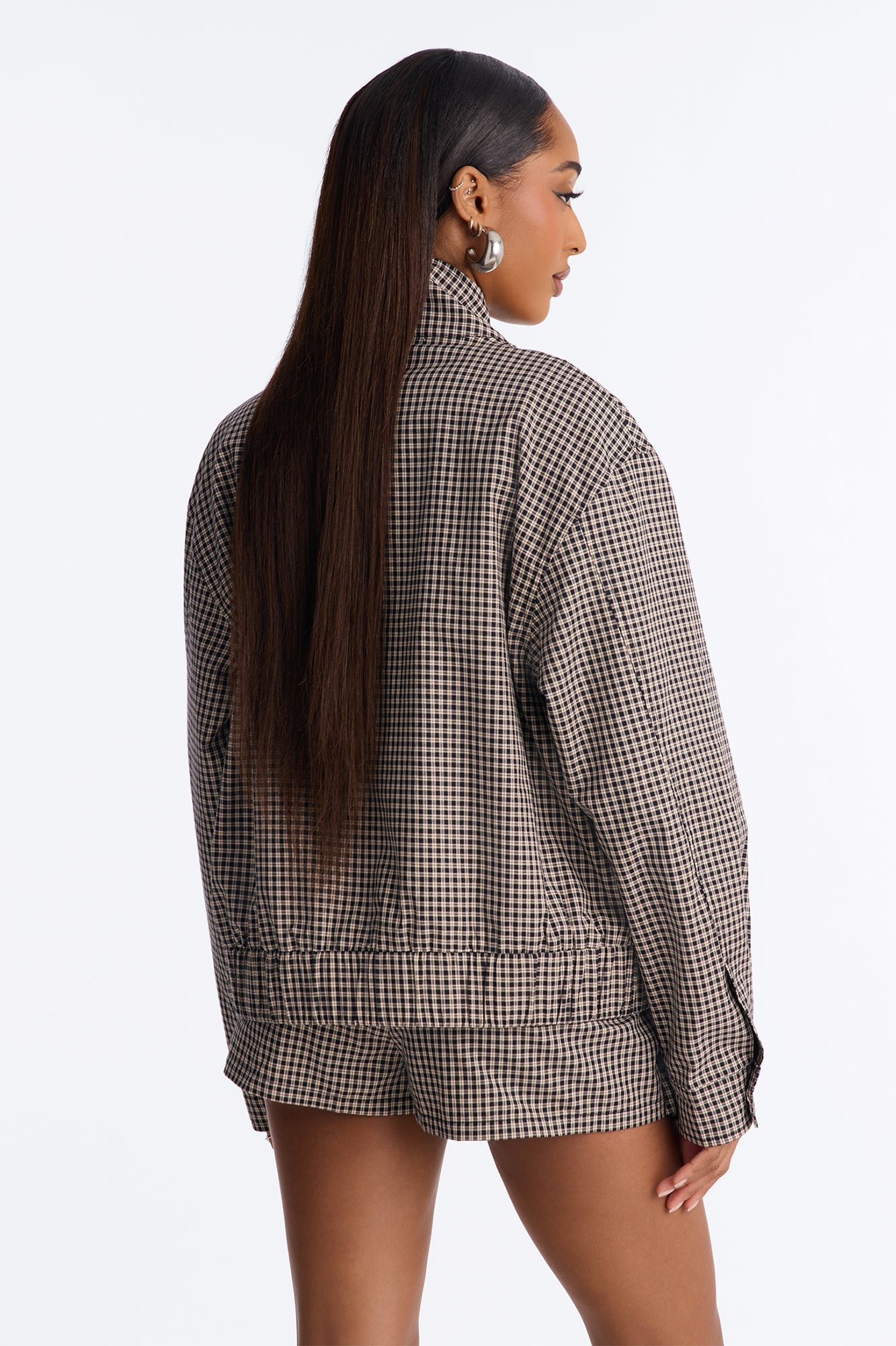 Hannah Gingham Pleated Skort Set - Taupe/combo image 4