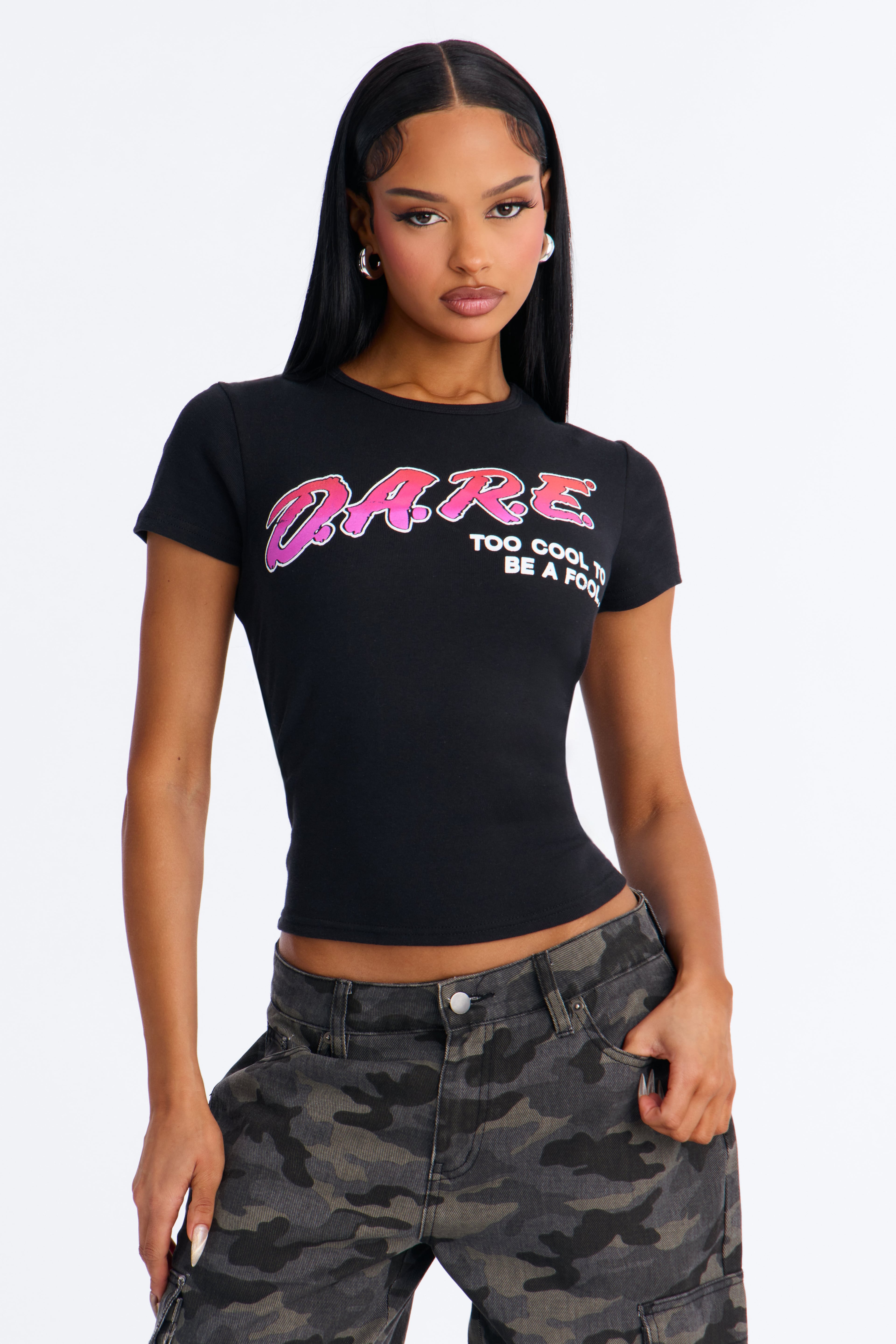 DARE Too Cool Baby Tee - Black image 5