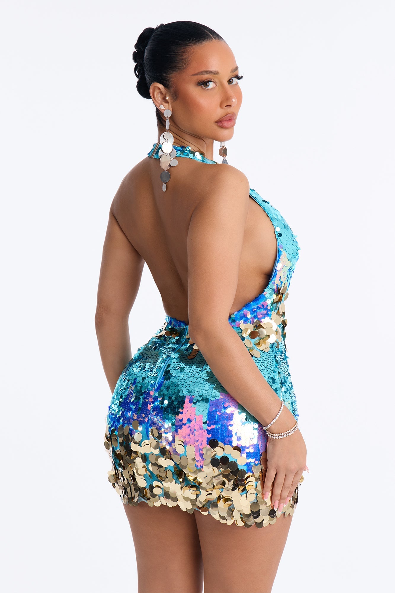 It's My Party Halter Sequin Mini Dress - Multi Color image 4