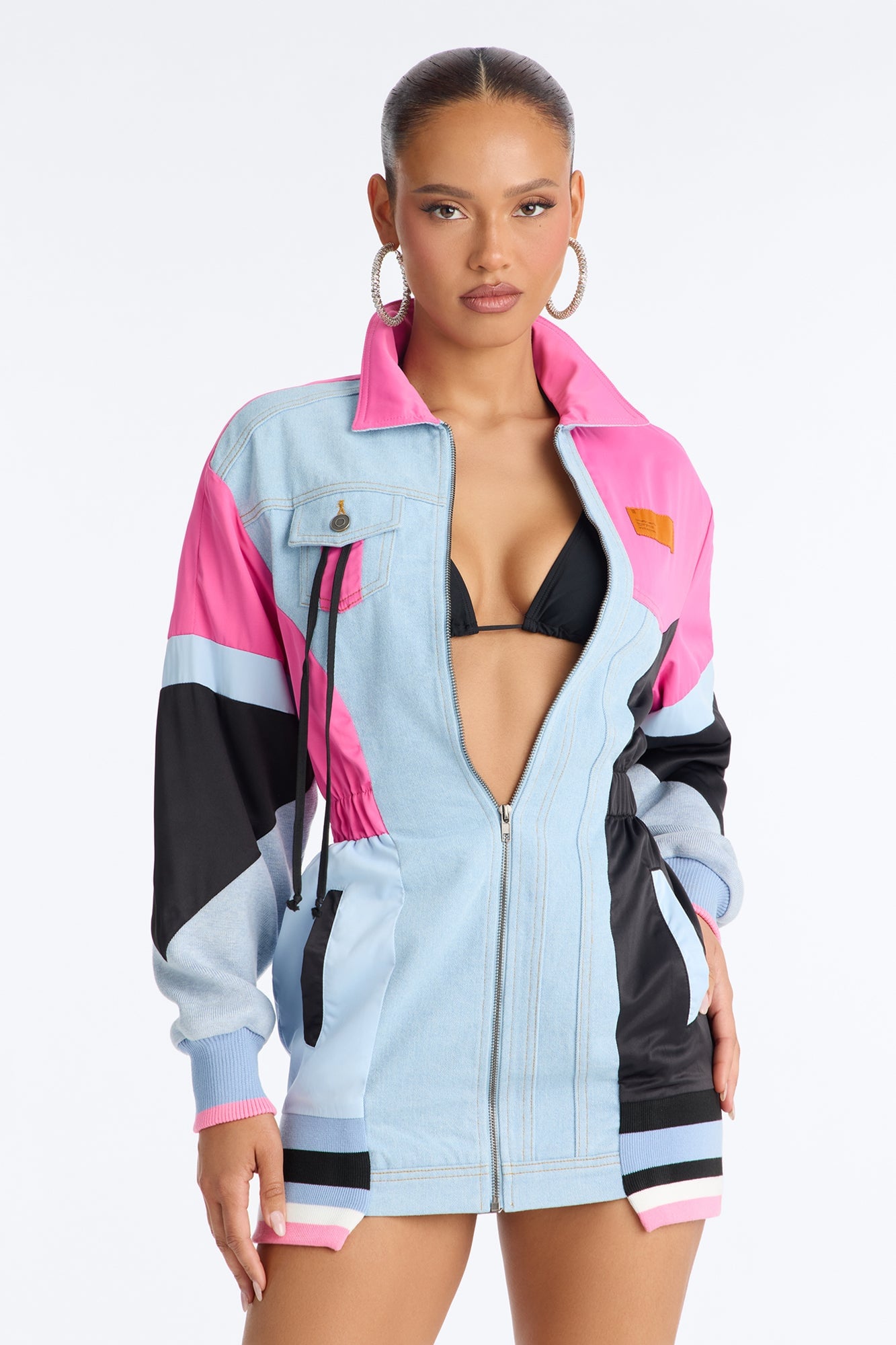 Sonic Zoom Denim Mini Dress - Pink/combo image 6