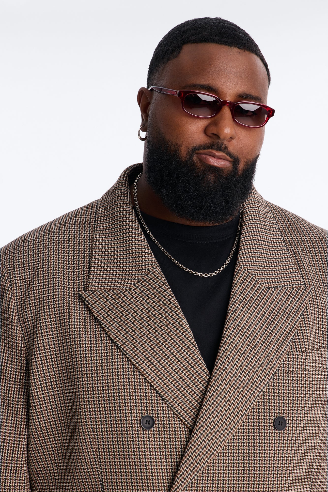Executive Houndstooth Double Breasted Blazer - Brown image 3