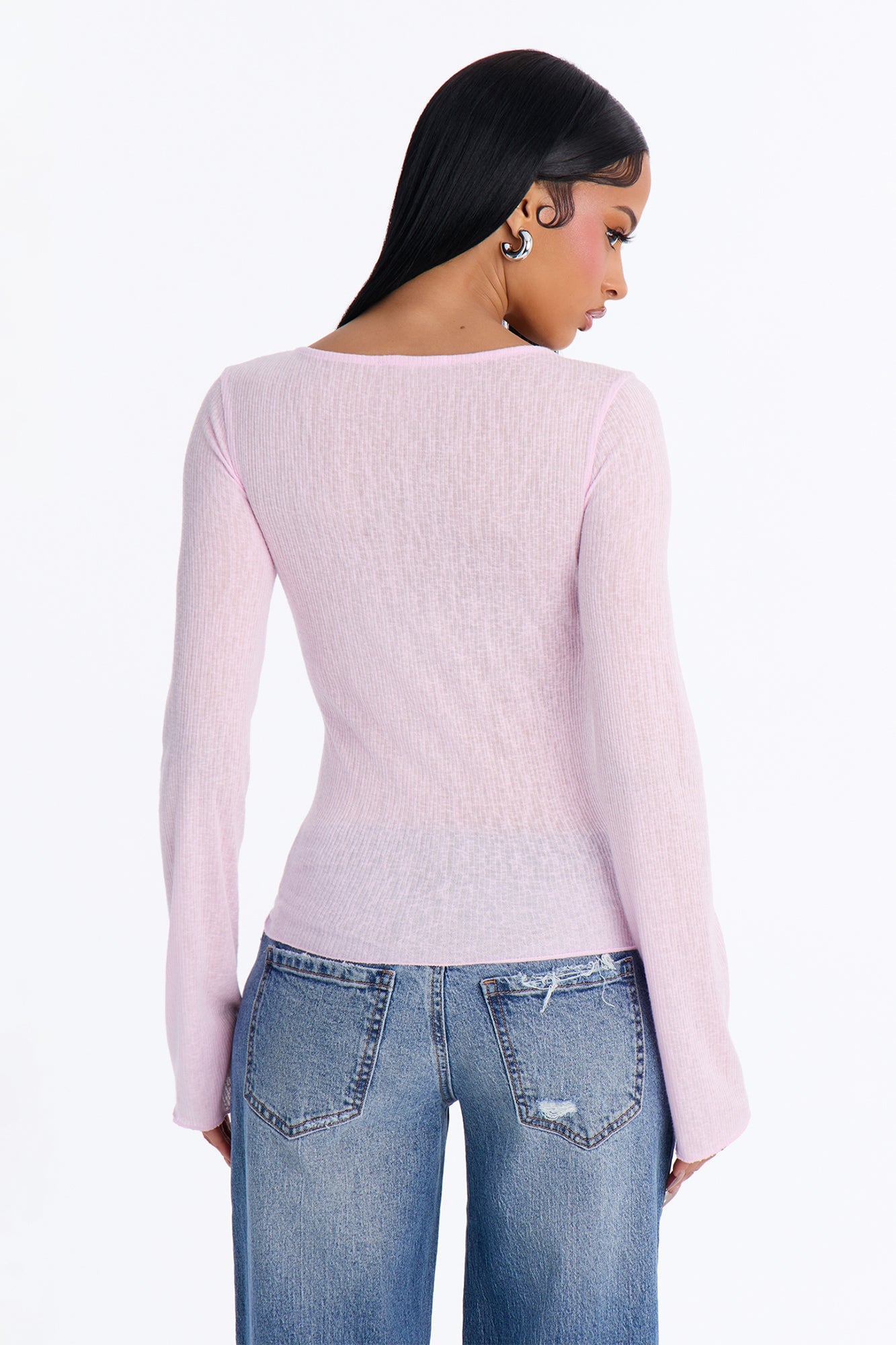 Radiant Ribbed Boat Neck Top - Light Pink image 4
