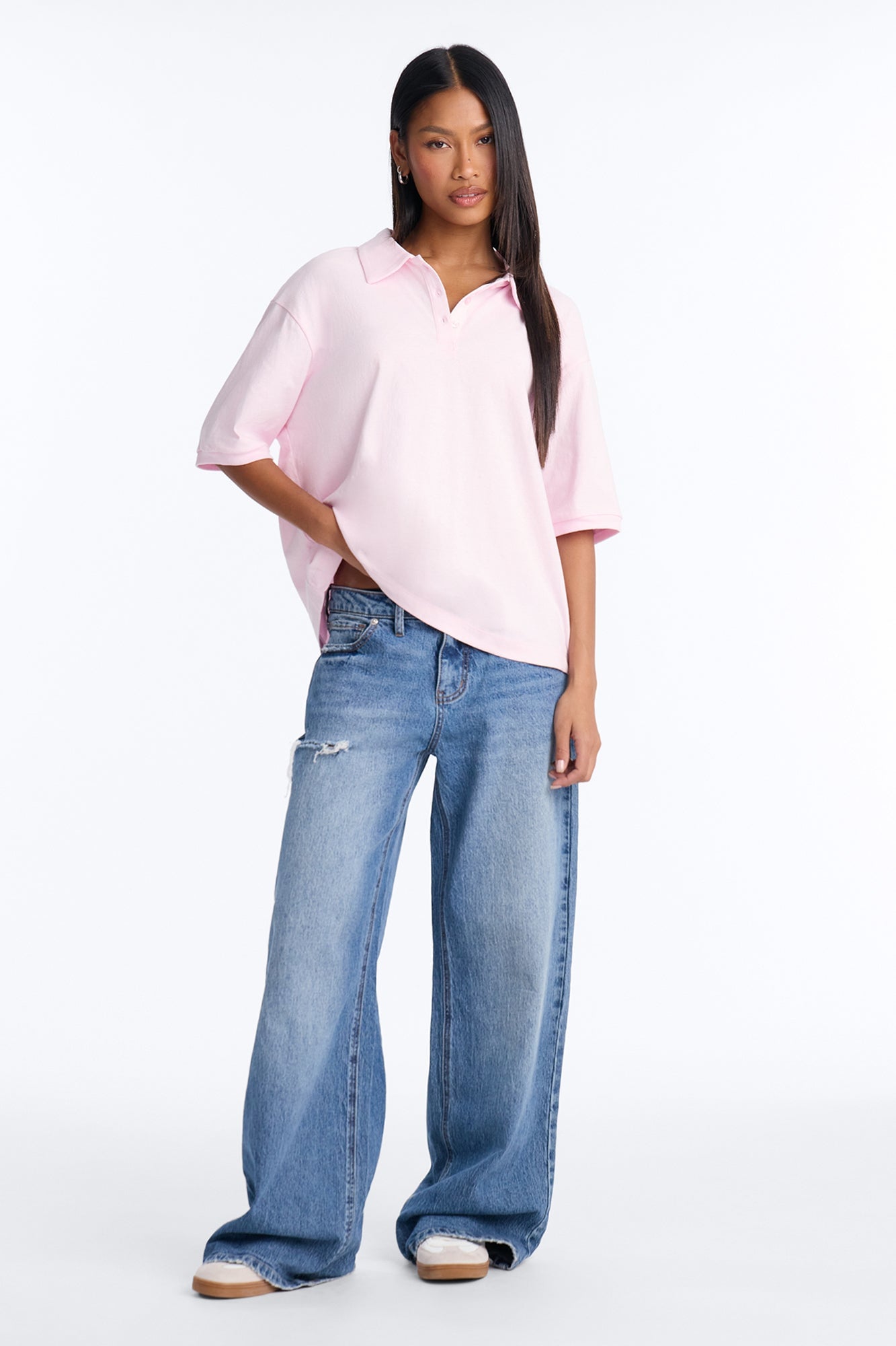 Chelley Relaxed Fit Polo Shirt - Light Pink image 2
