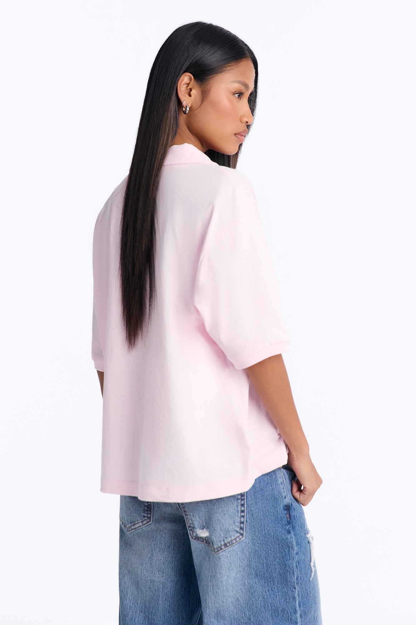 Chelley Relaxed Fit Polo Shirt - Light Pink image 4