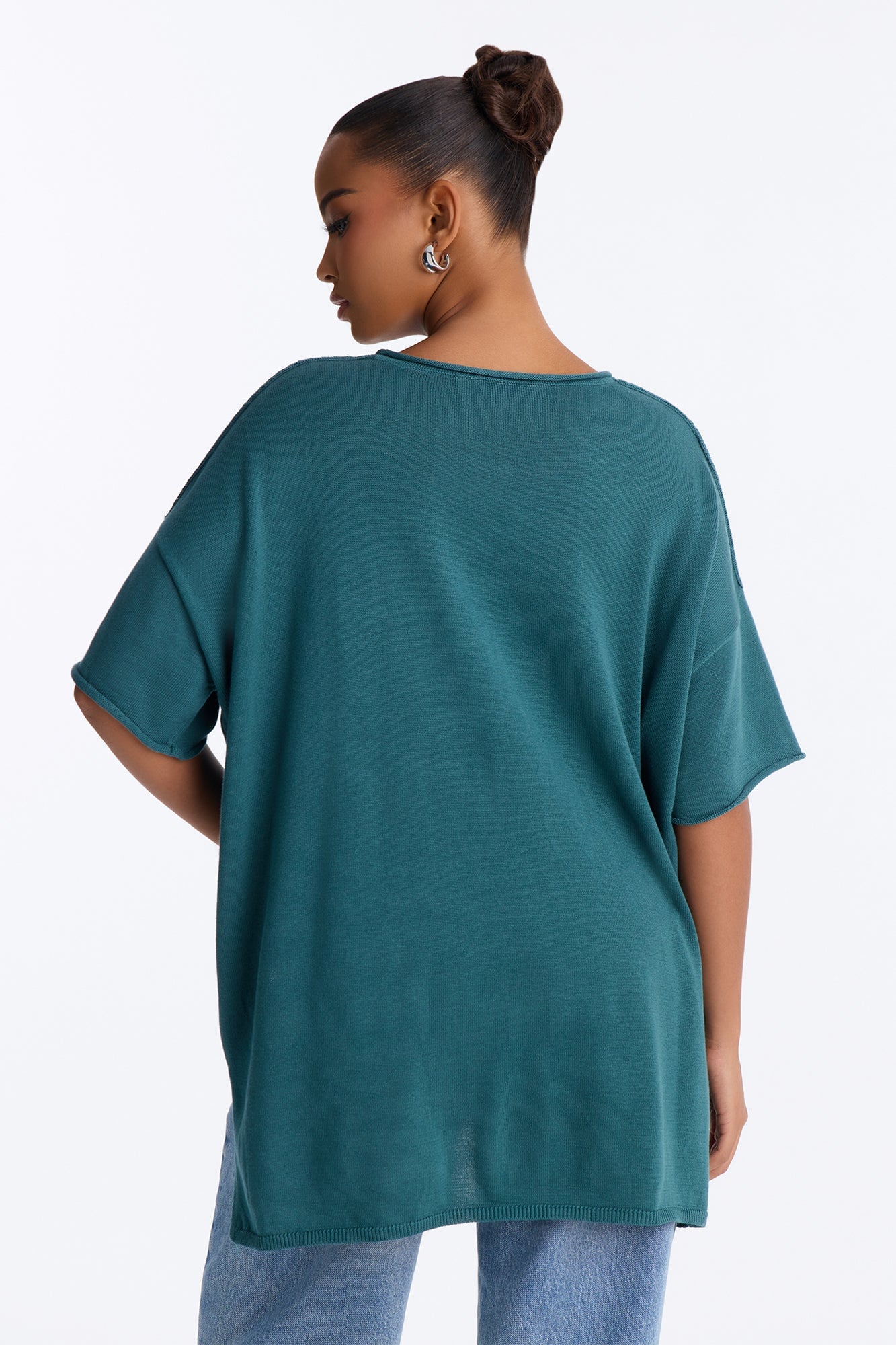 Rory Oversized Scoop Neck T Shirt - Midnight Teal image 4