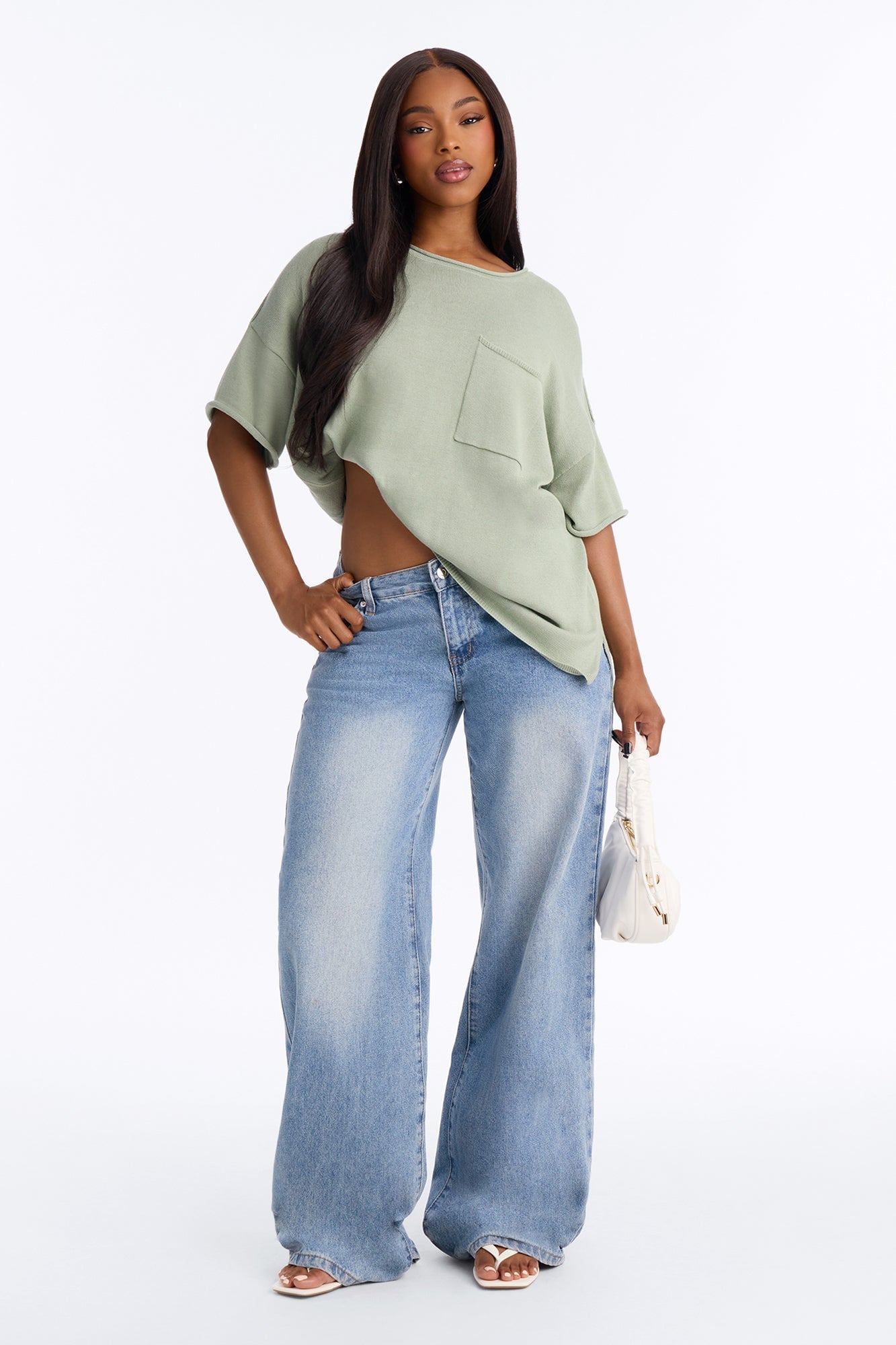 Rory Oversized Scoop Neck T Shirt - Sage image 2