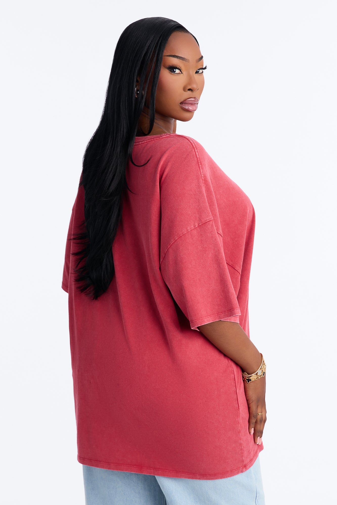 Noah Washed Oversized Short Sleeve T-Shirt - Red image 3