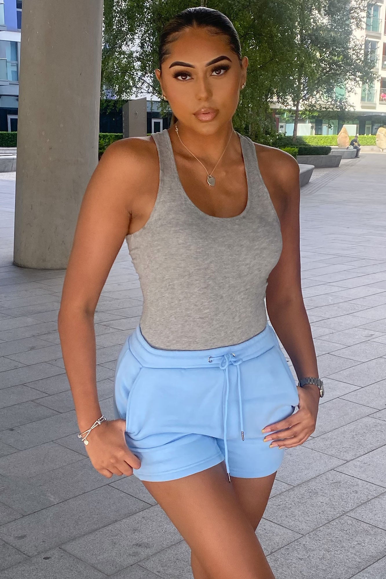 Divine Basic Tank Bodysuit - Heather Grey image 9