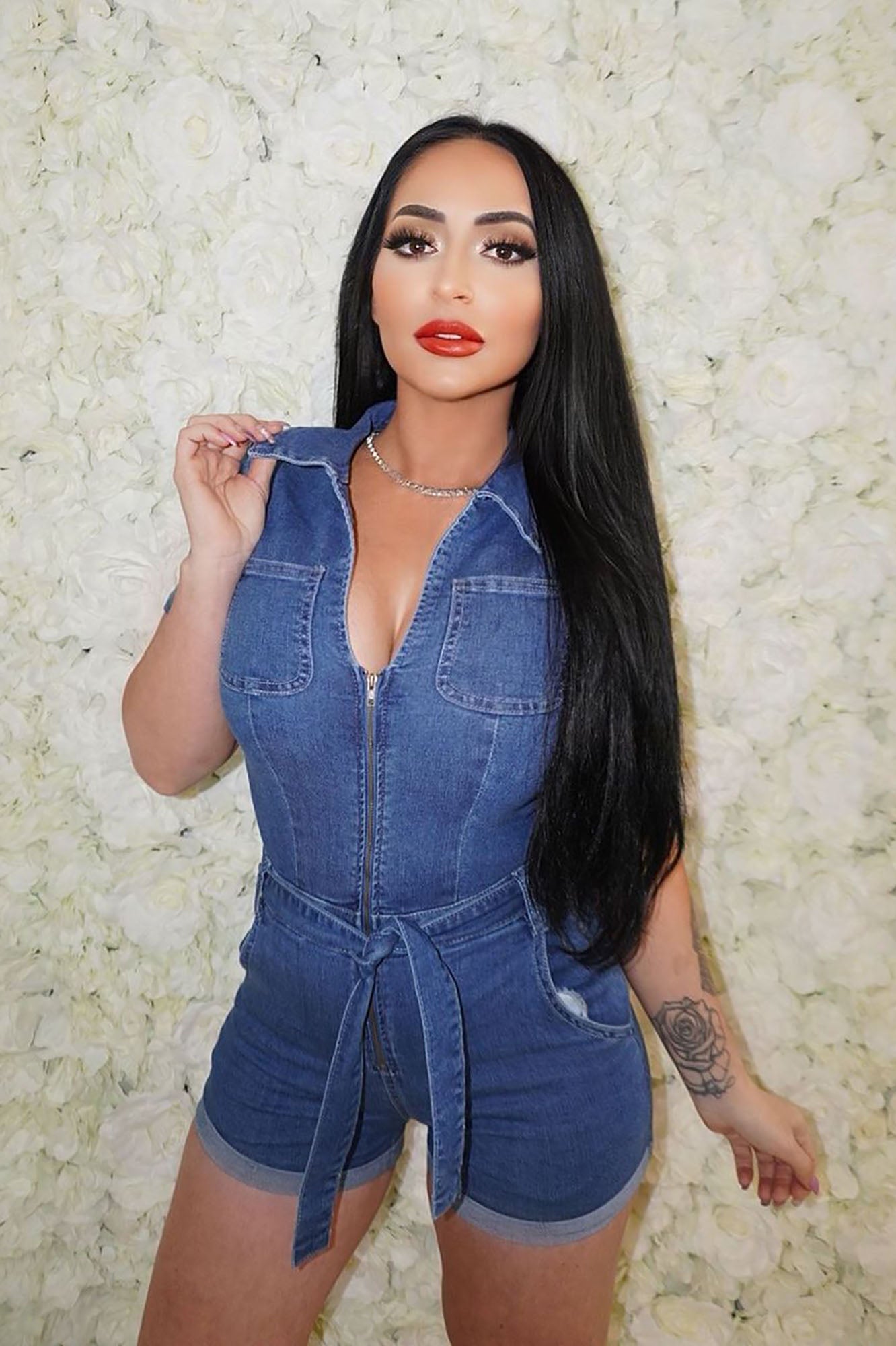 Down For You Denim Romper - Medium Wash image 2