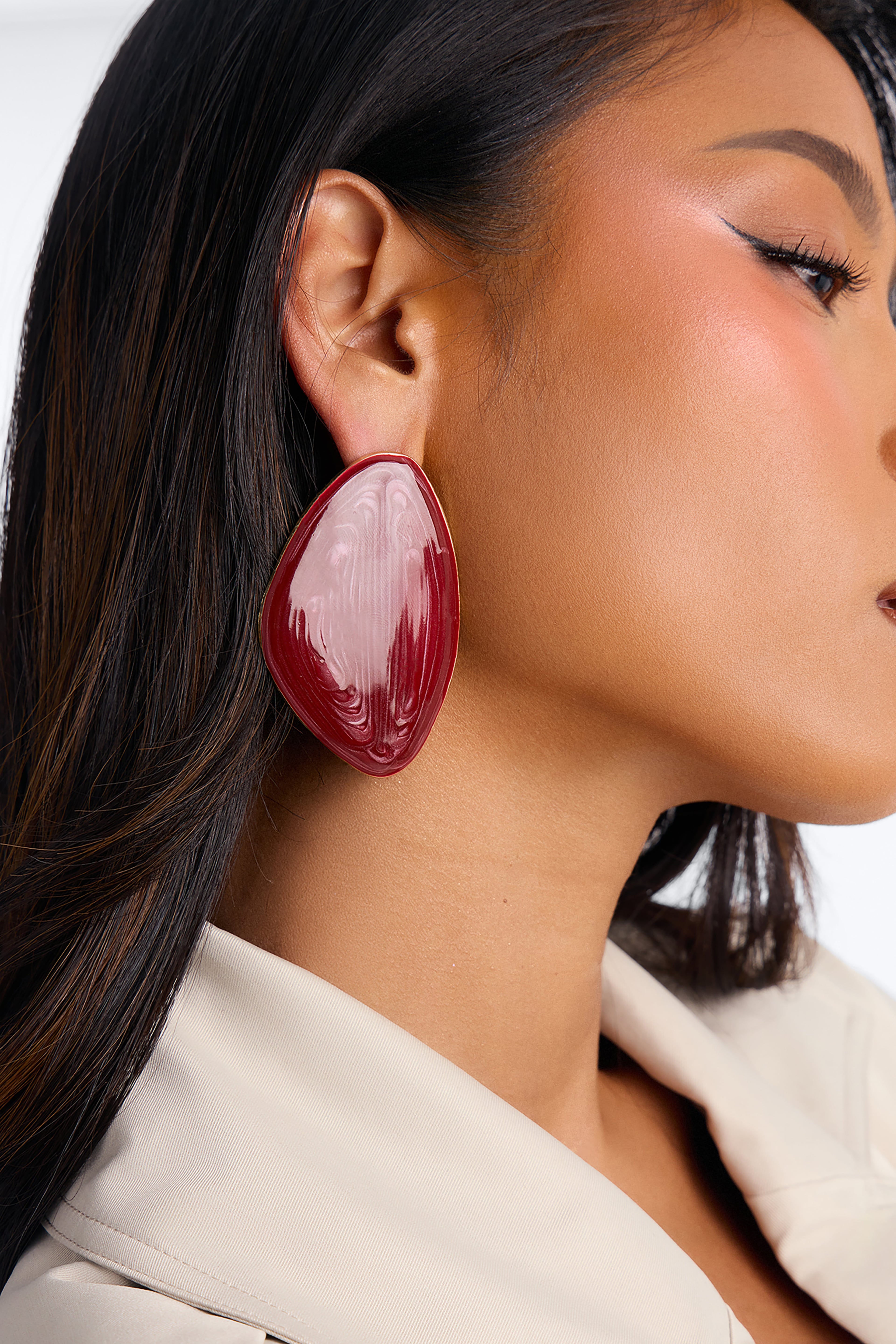 Gem Drop Earrings - Burgundy image 2