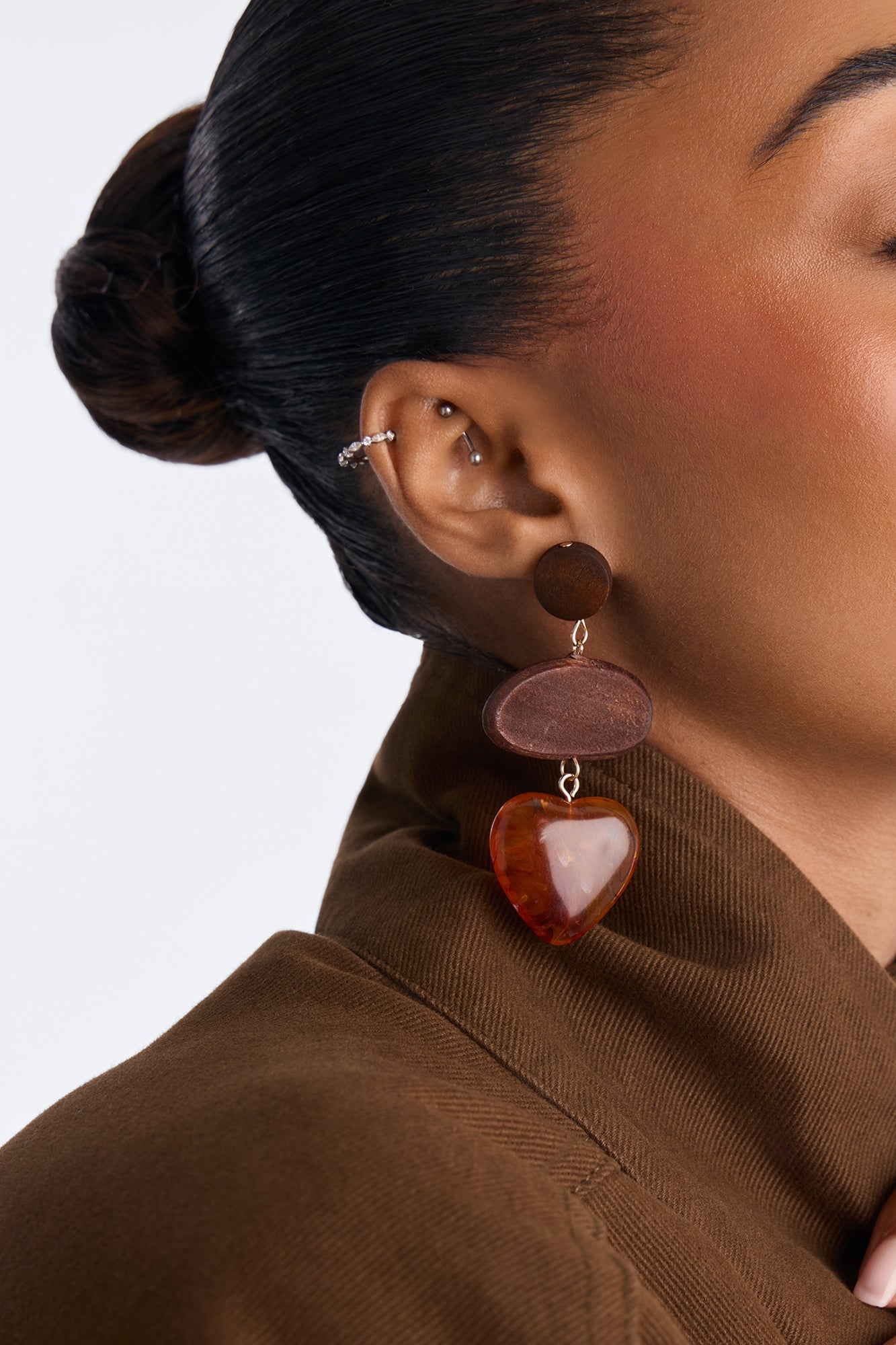 Rustic Love Earrings - Brown image 2
