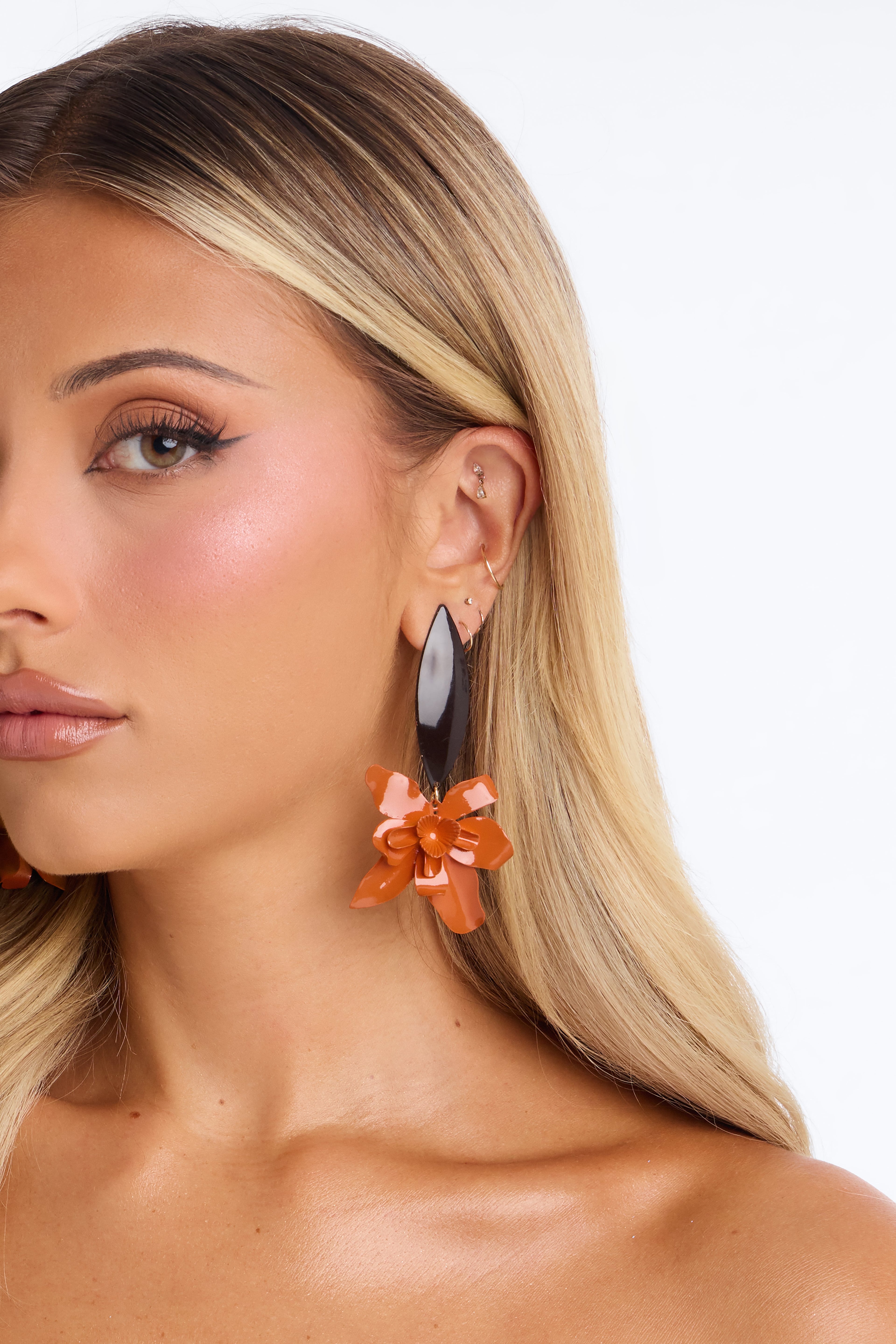 Seabrook Floral Earrings - Orange/combo image 1