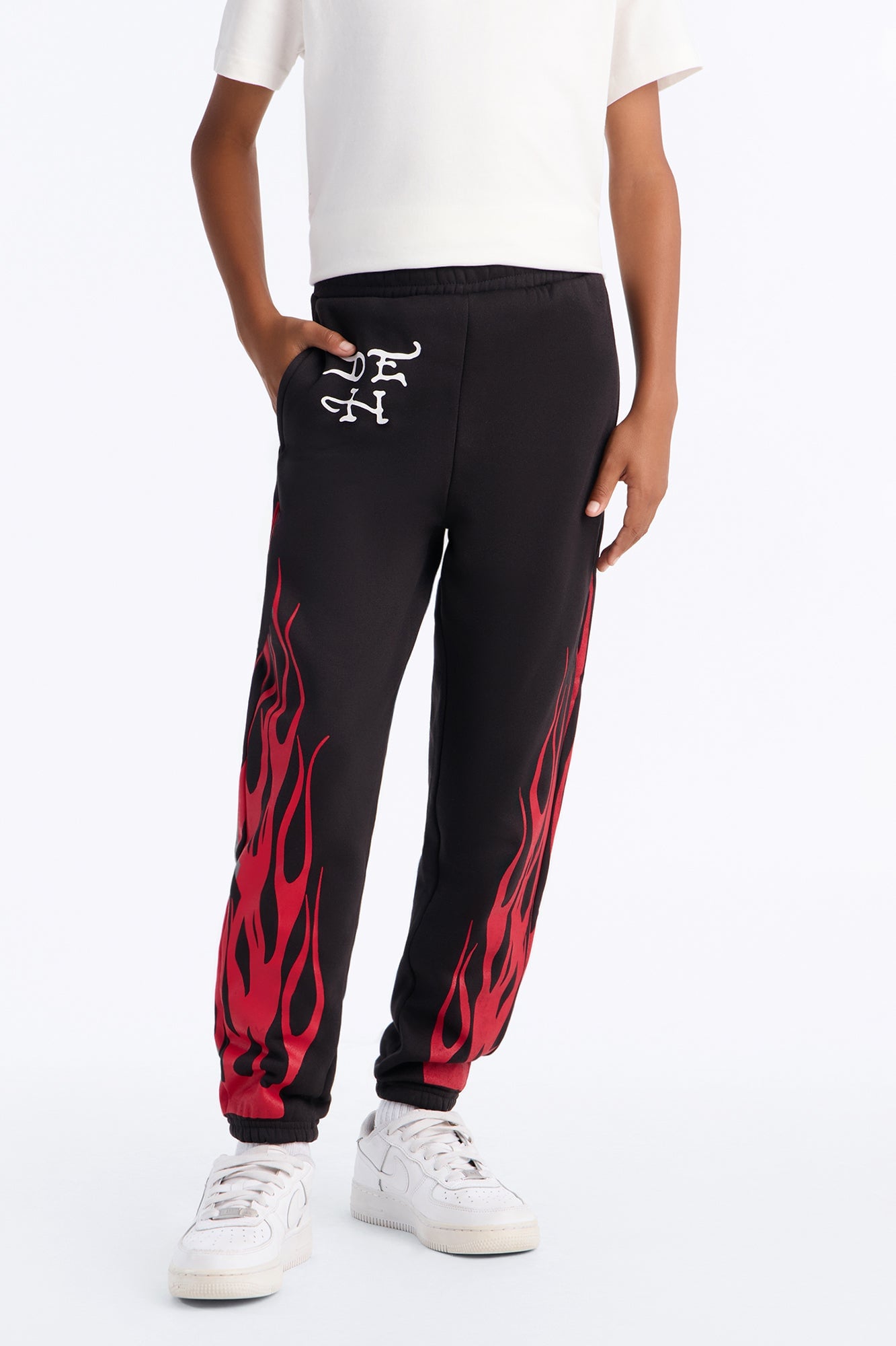 Mini Ed Hardy Flame Unbroken Jogger Pants - Black image 2