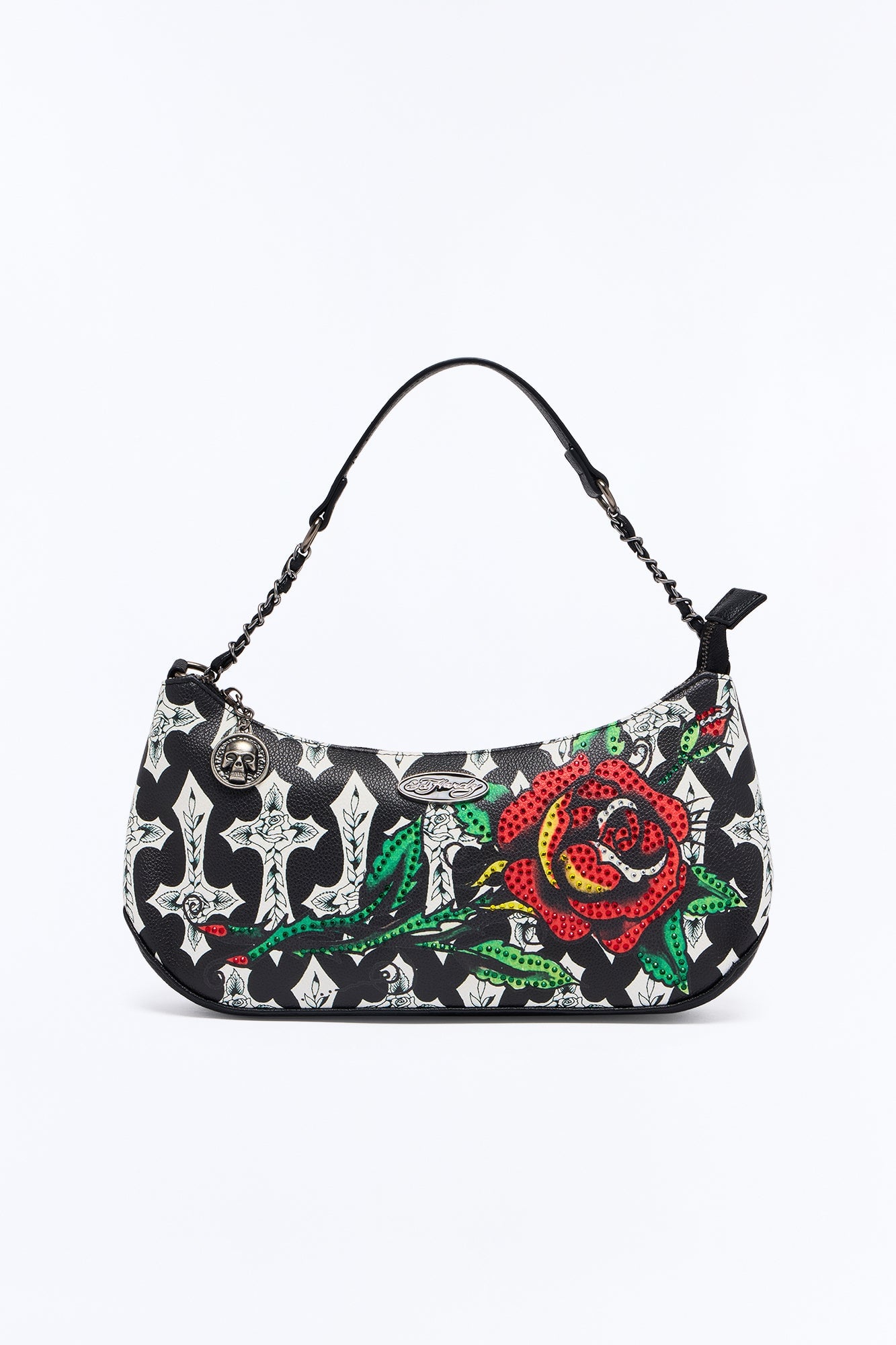 Ed Hardy Cross And Rose Faux Leather Shoulder Handbag - Black/combo image 3
