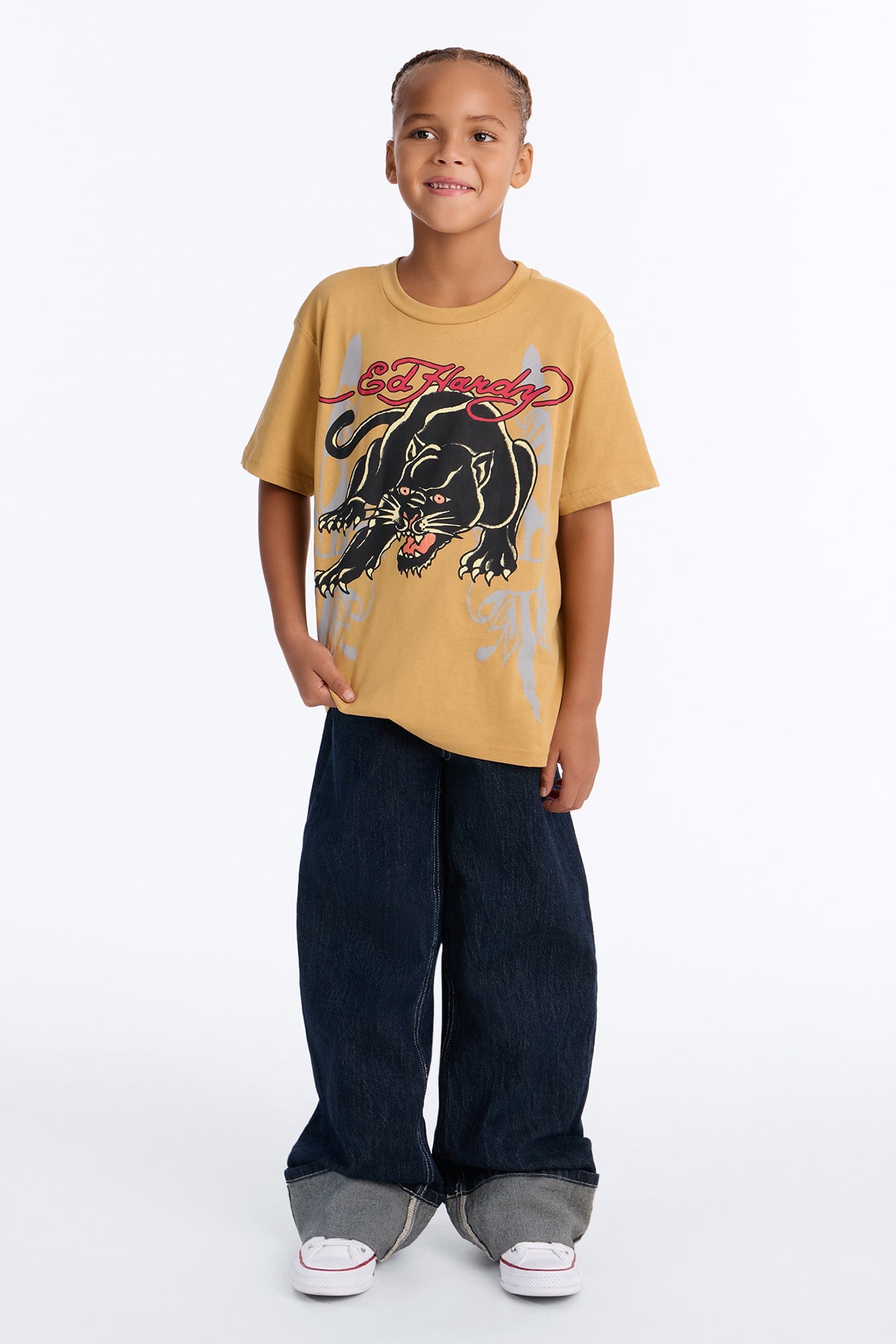 Mini Ed Hardy Powerful Panther Front/Back Short Sleeve Tee - Sand image 2