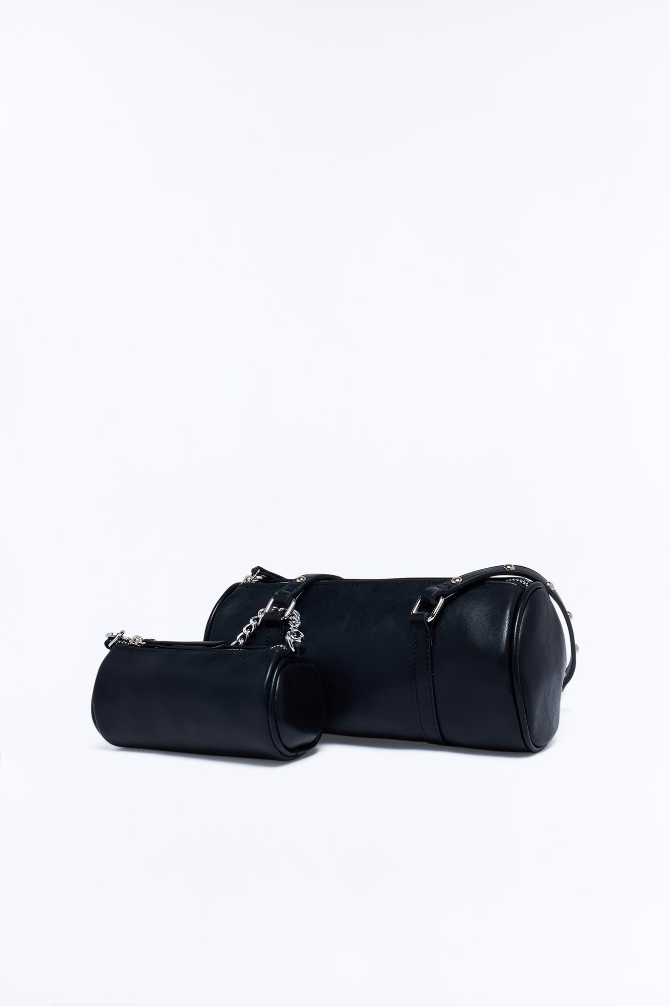 Plus One Faux Leather 2 Piece Shoulder Handbag Set - Black image 3