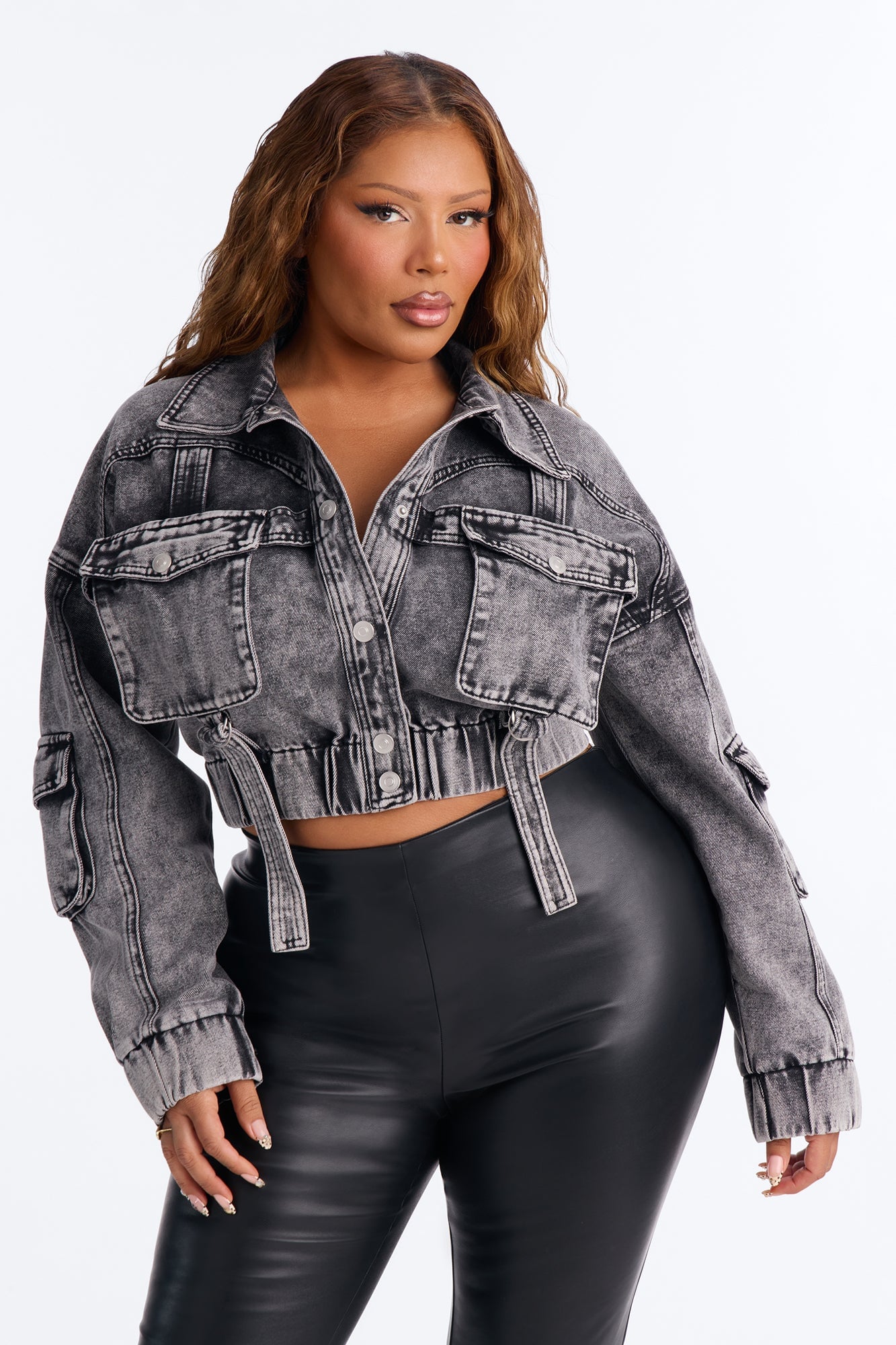 Heart Still Beating Denim Utility Jacket - Acid Wash Black image 4