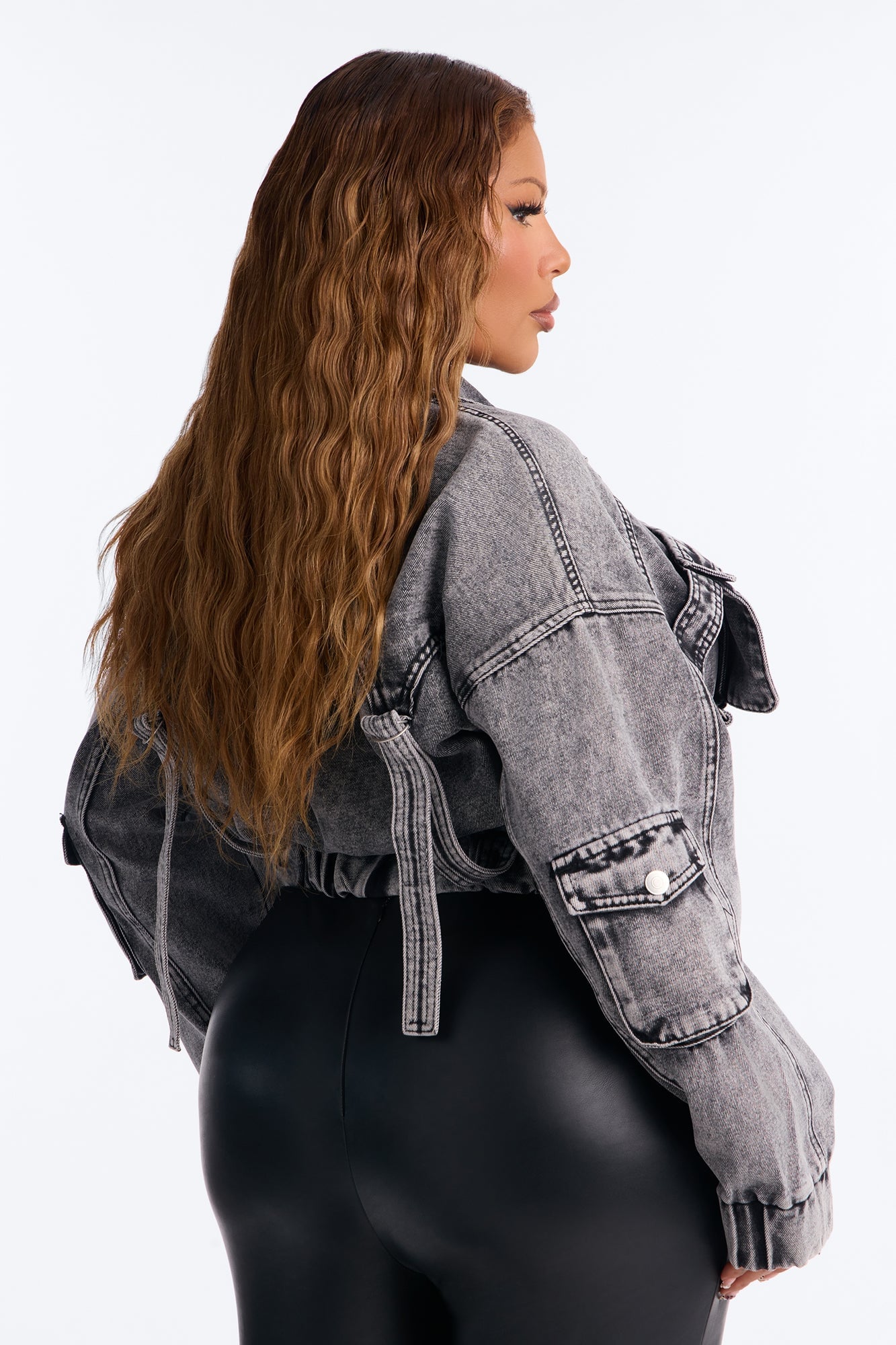 Heart Still Beating Denim Utility Jacket - Acid Wash Black image 7