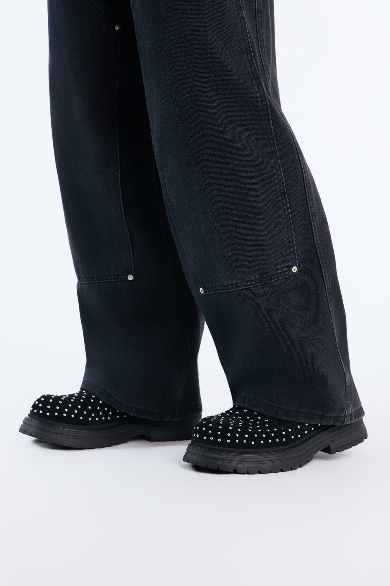 Studded Rebel Suede Lace Up Boot - Black image 3