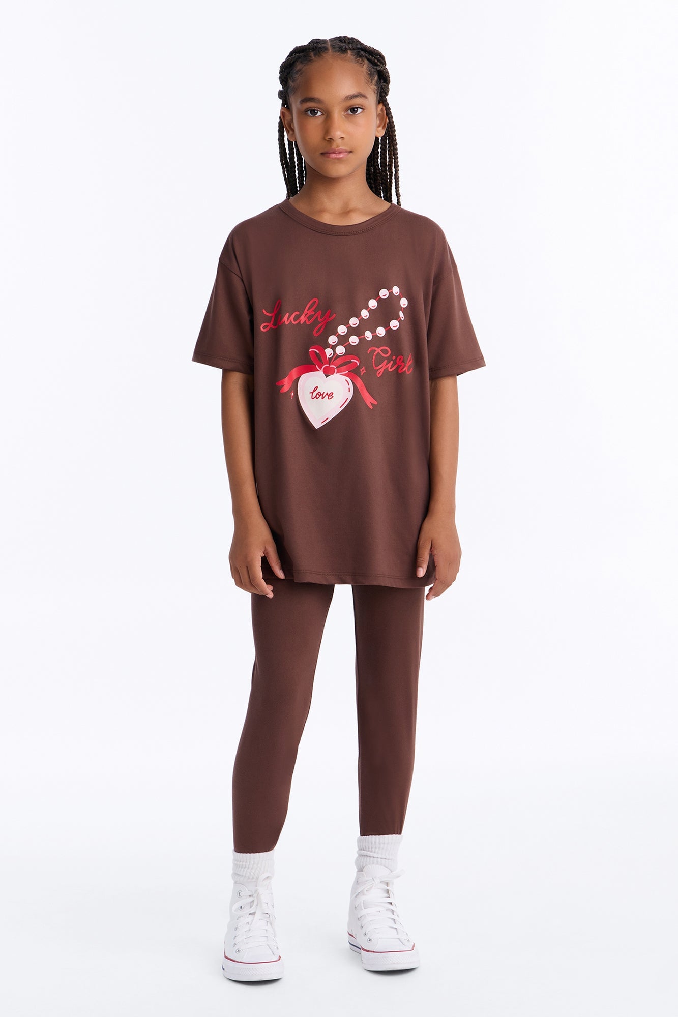 Mini Lucky Girl Legging Set - Brown image 1