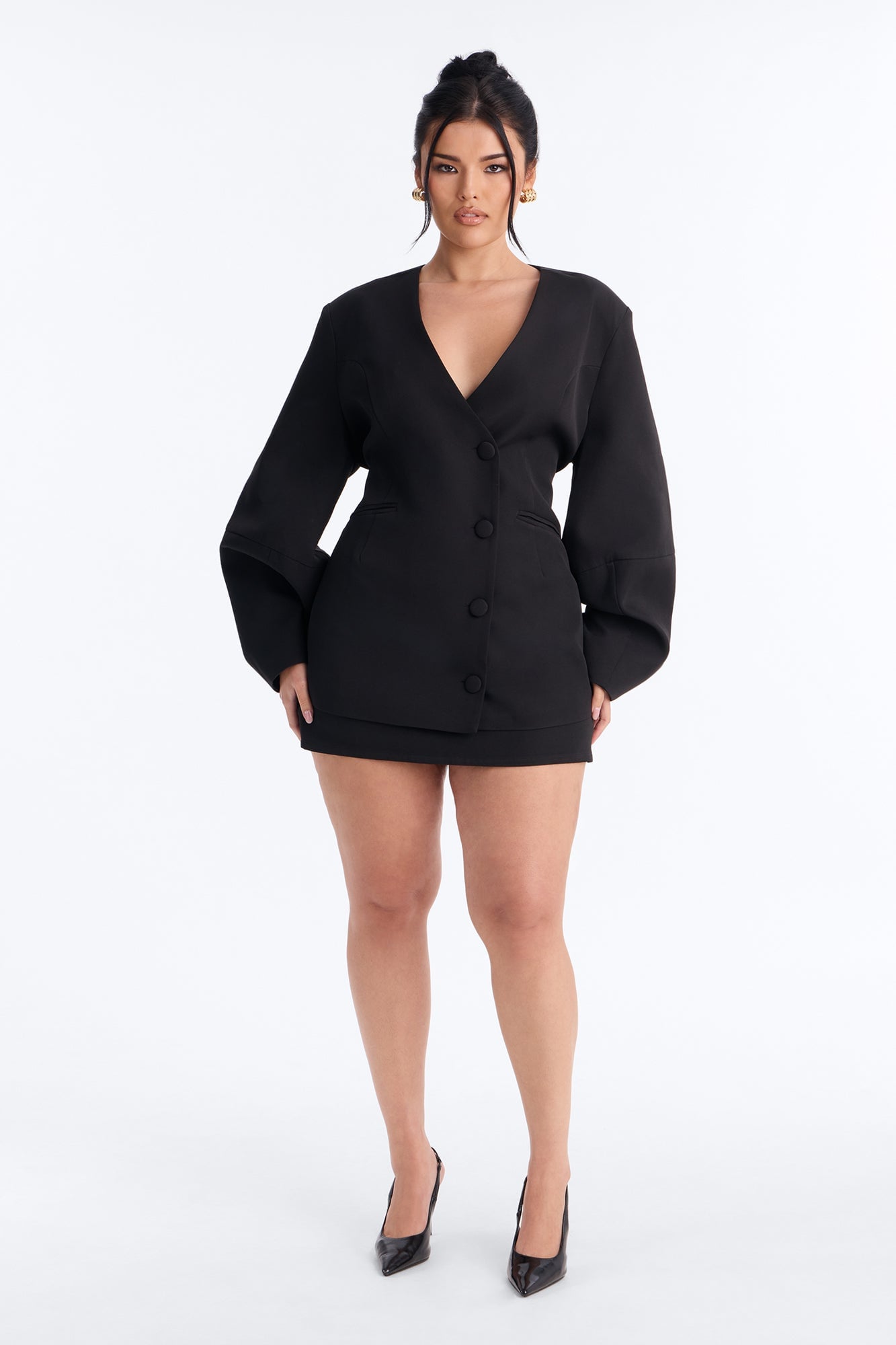 Sweet & Smart Barrel Sleeve Blazer - Black image 2