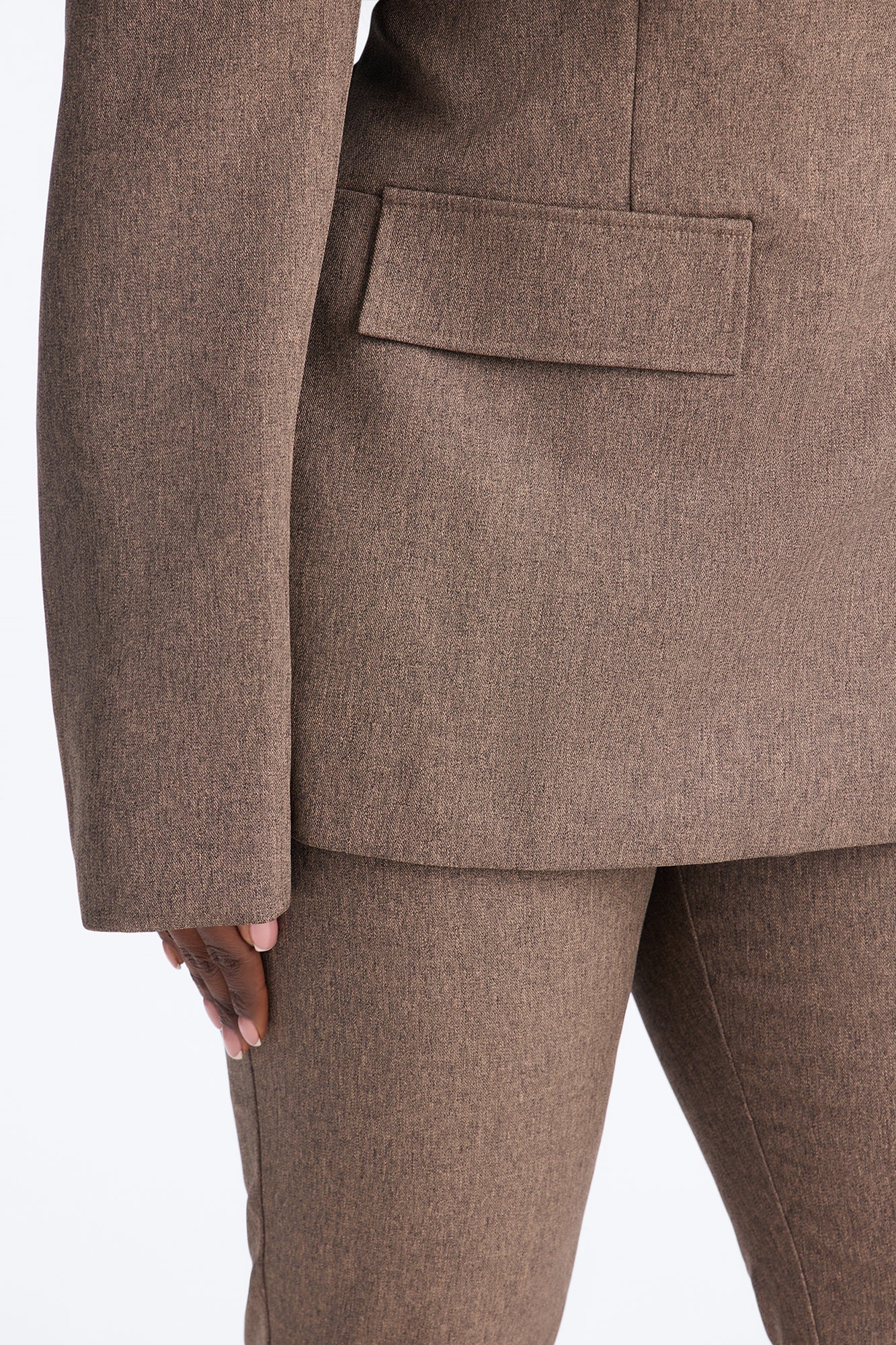Perfectly Poised Stand Collar Crossover Blazer - Brown Combo image 4