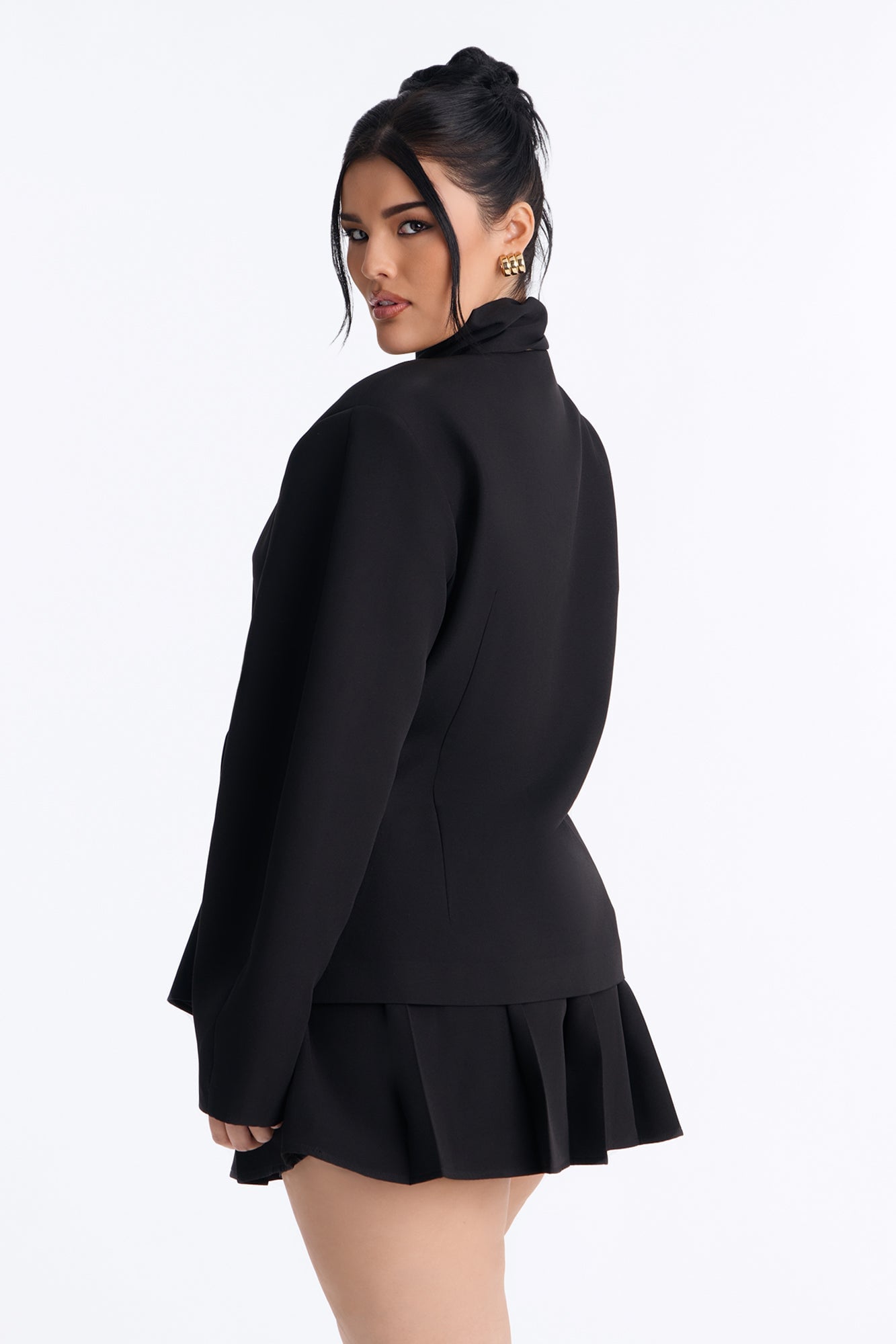 Adeline Long Sleeve Scarf Blazer - Black image 4