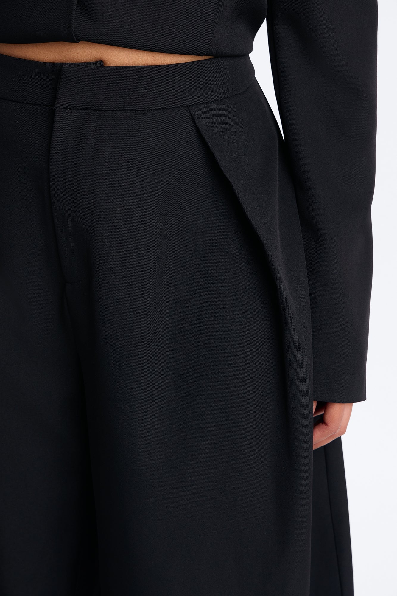 Josephine Barrel Leg Pleated Trouser - Black image 3
