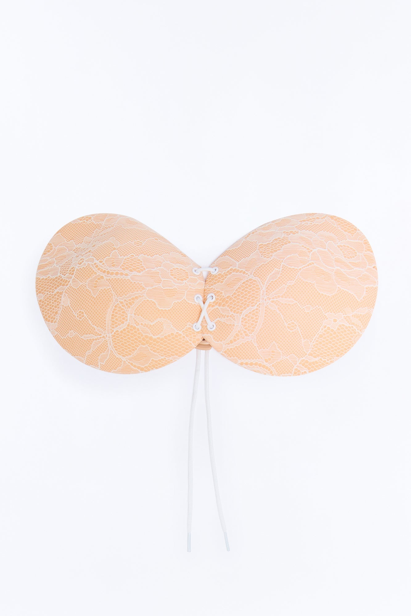 Lace Overlay Lift Up Sticky Bra - White image 1