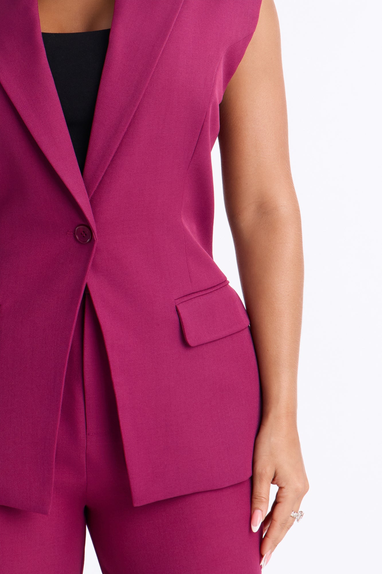 Paloma Twill Vest - Raspberry image 8