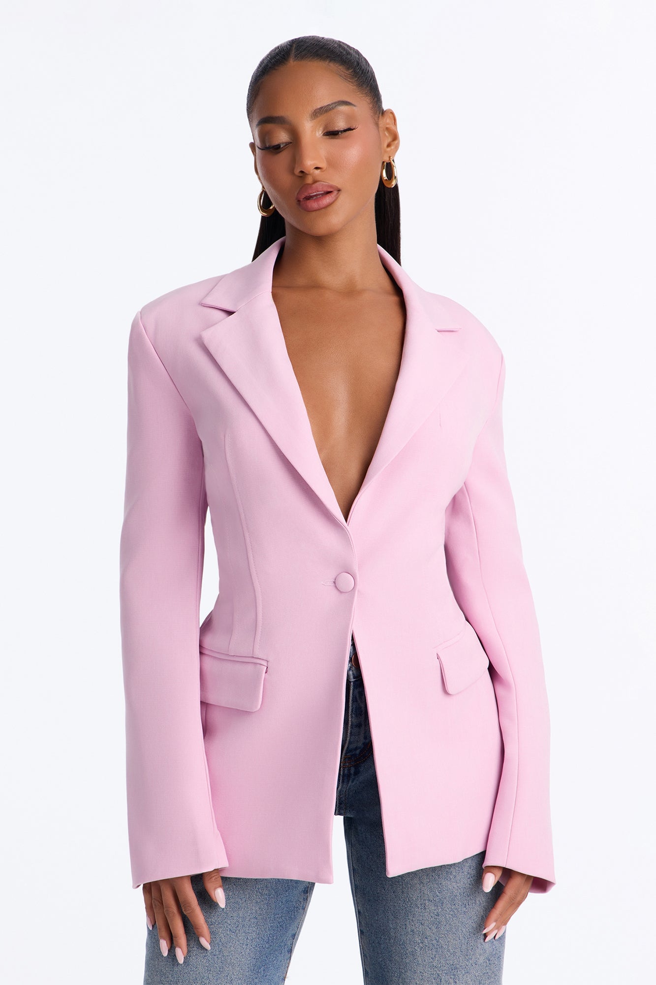 Hailey Hourglass Fitted Blazer - LightPink image 5