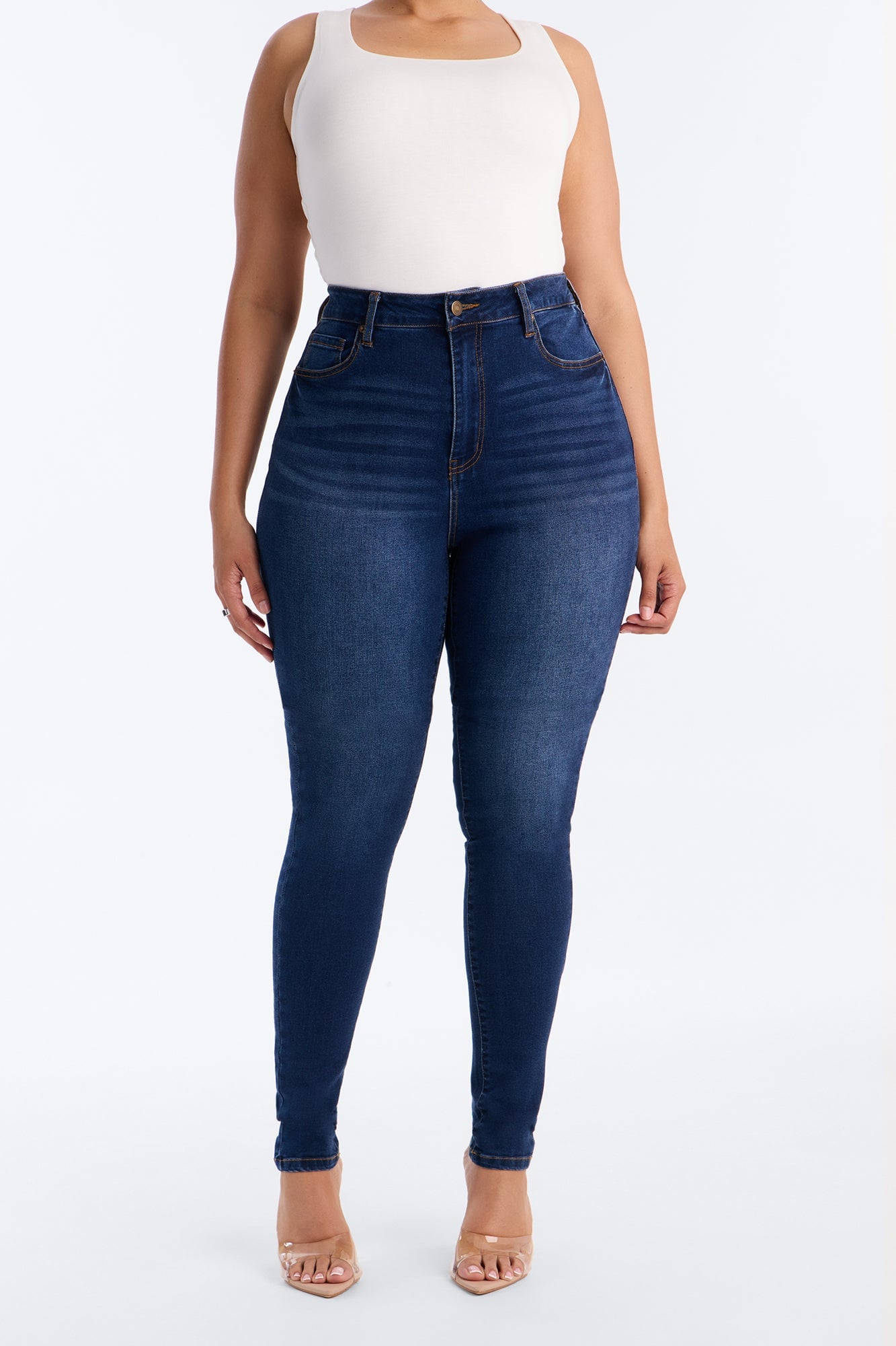 Tall Kiley Control Curvy Stretch Skinny Jeans - Dark Wash image 1
