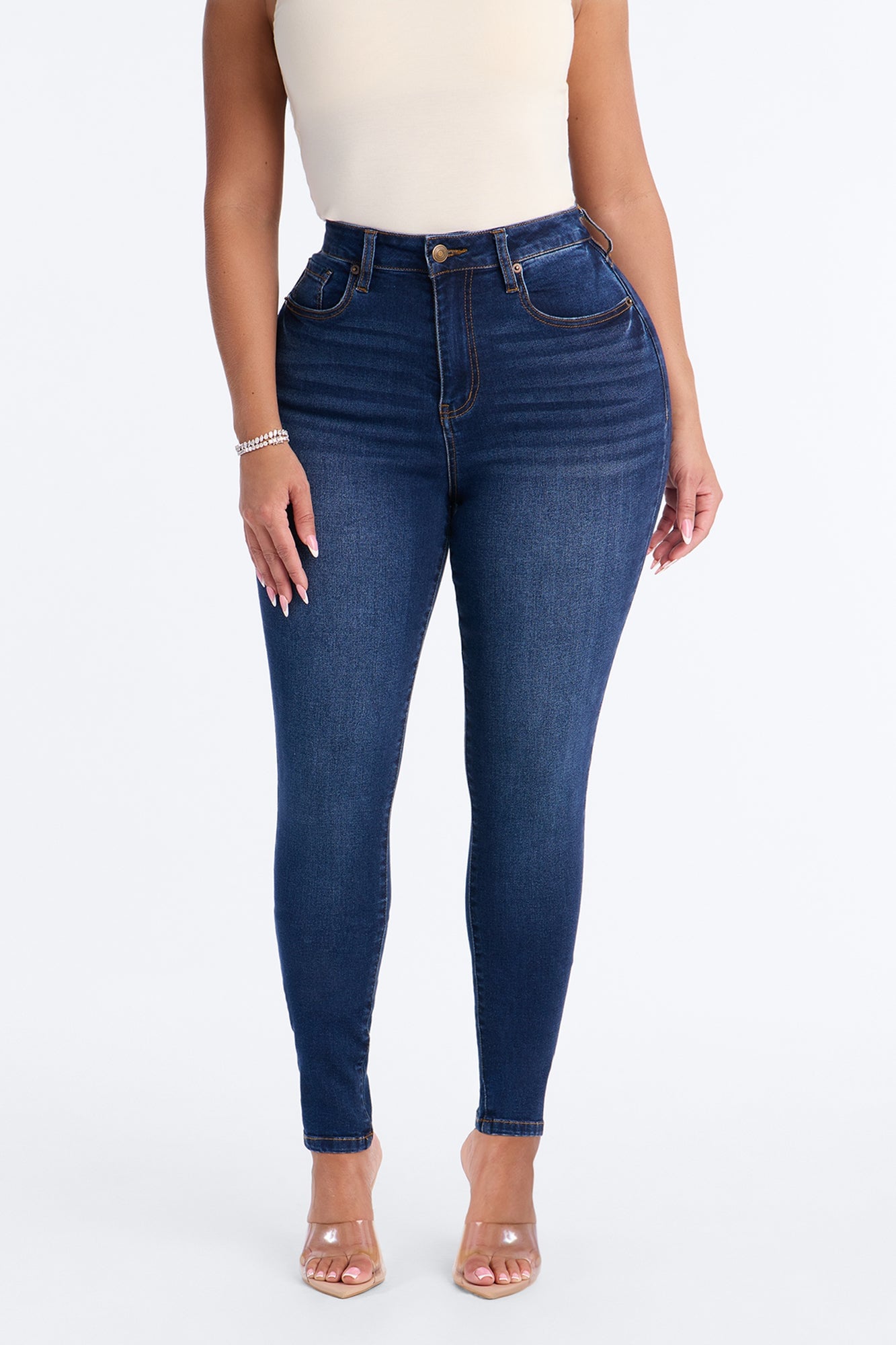 Tall Kiley Control Curvy Stretch Skinny Jeans - Dark Wash image 9