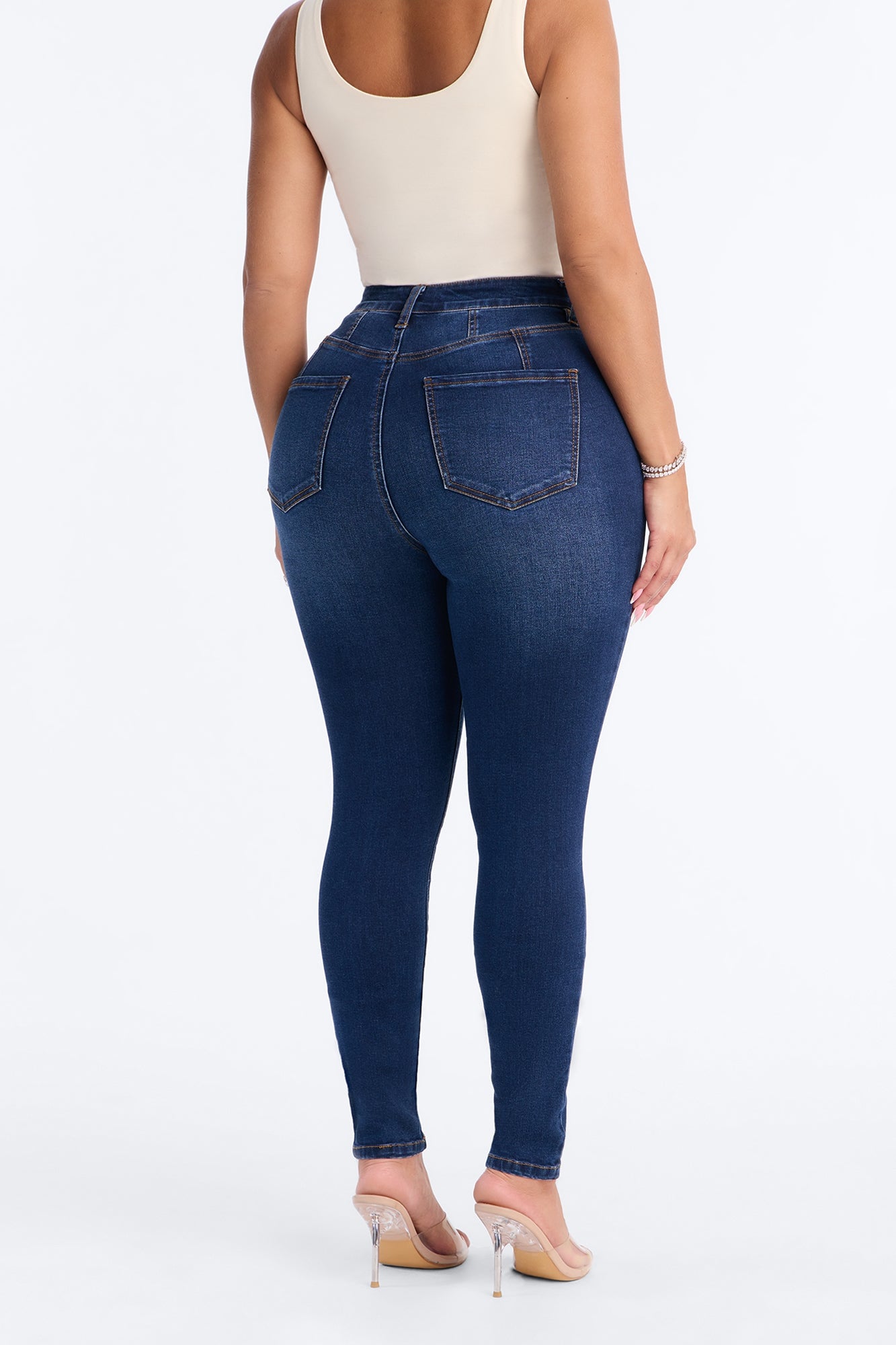 Tall Kiley Control Curvy Stretch Skinny Jeans - Dark Wash image 11