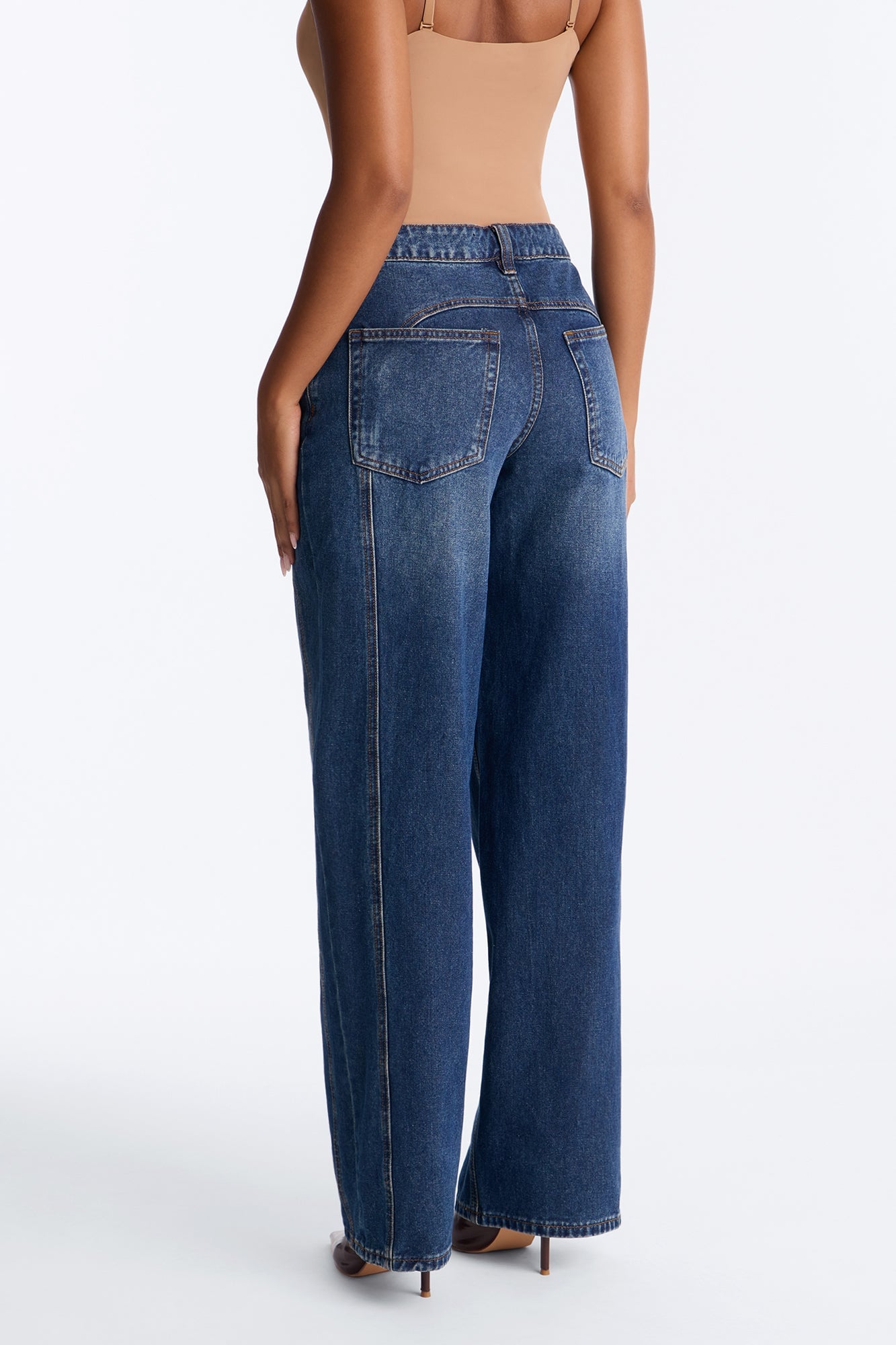Low Profile High Rise Straight Leg Jeans - Dark Wash image 4