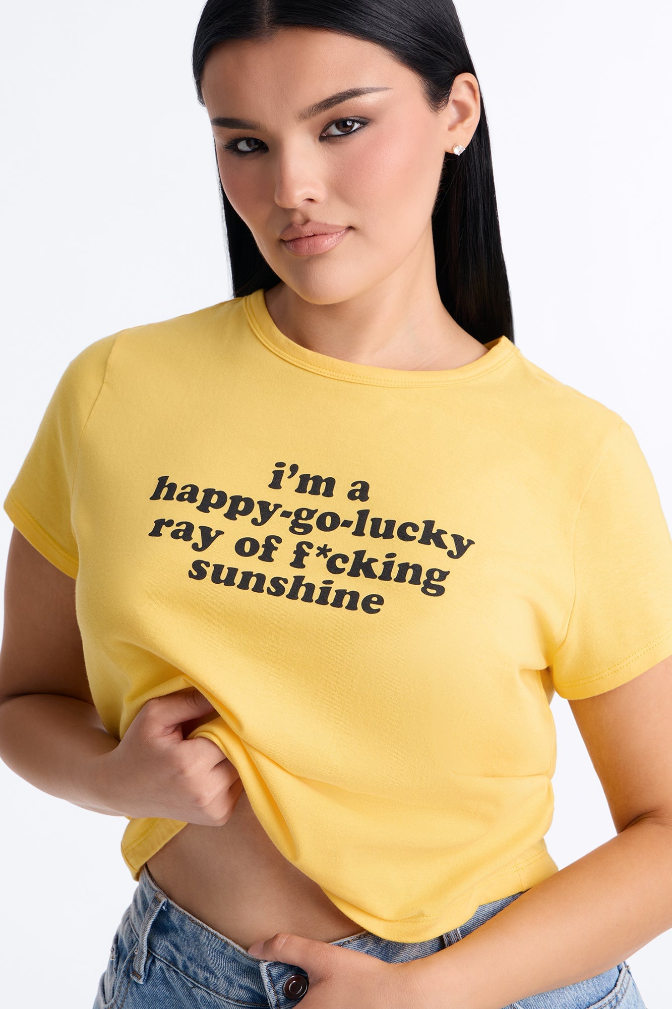 I Am Sunshine Cropped Baby Tee - Yellow image 1