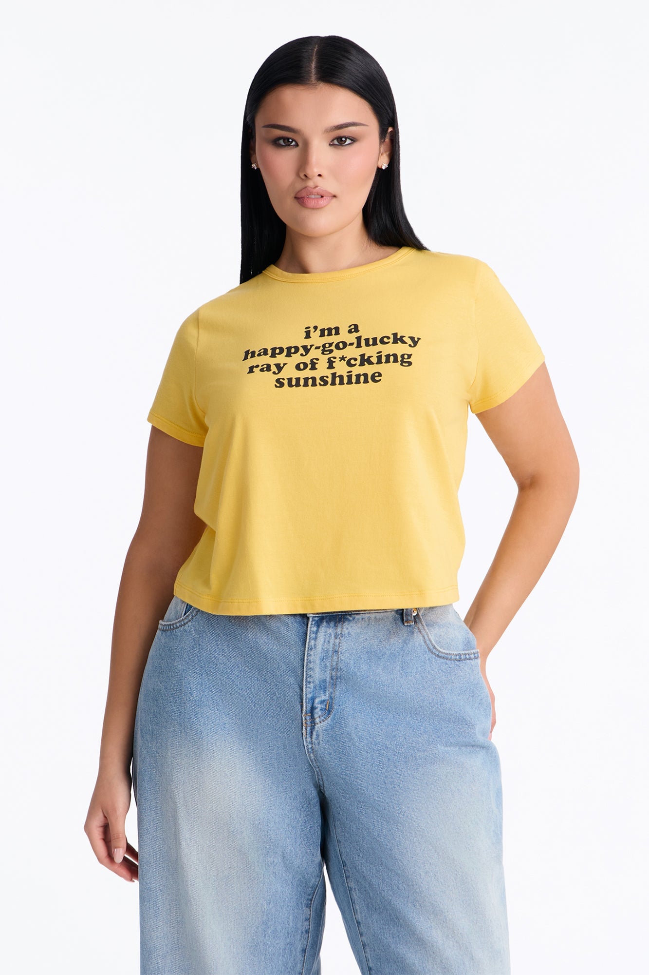 I Am Sunshine Cropped Baby Tee - Yellow image 2