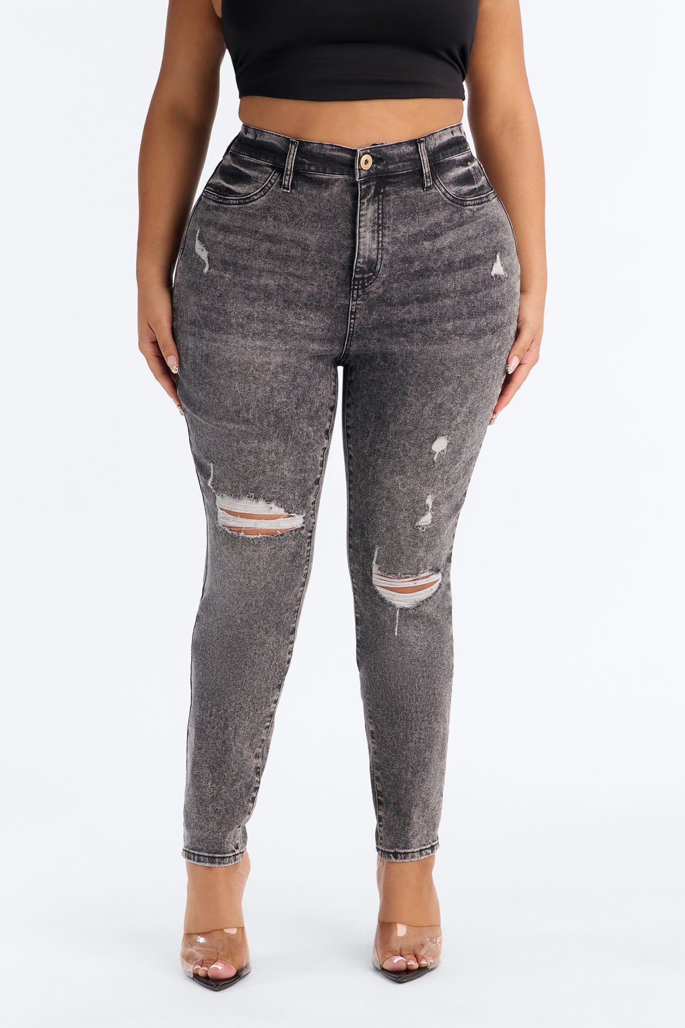 Tall Living Life High Stretch Skinny Jeans - Black Wash image 2