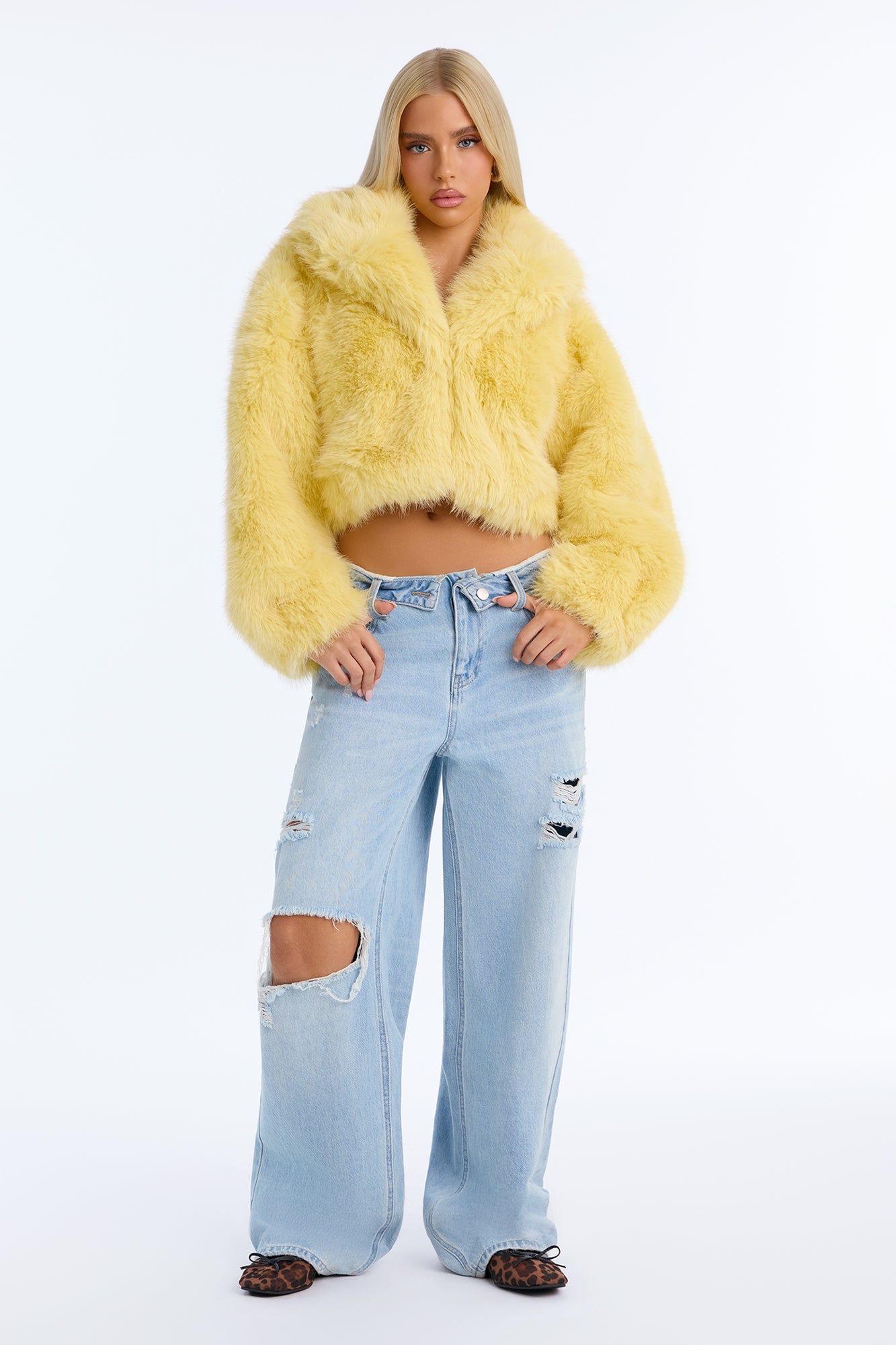 That's Luxe Faux Fur Coat - Butter Yellow image 5
