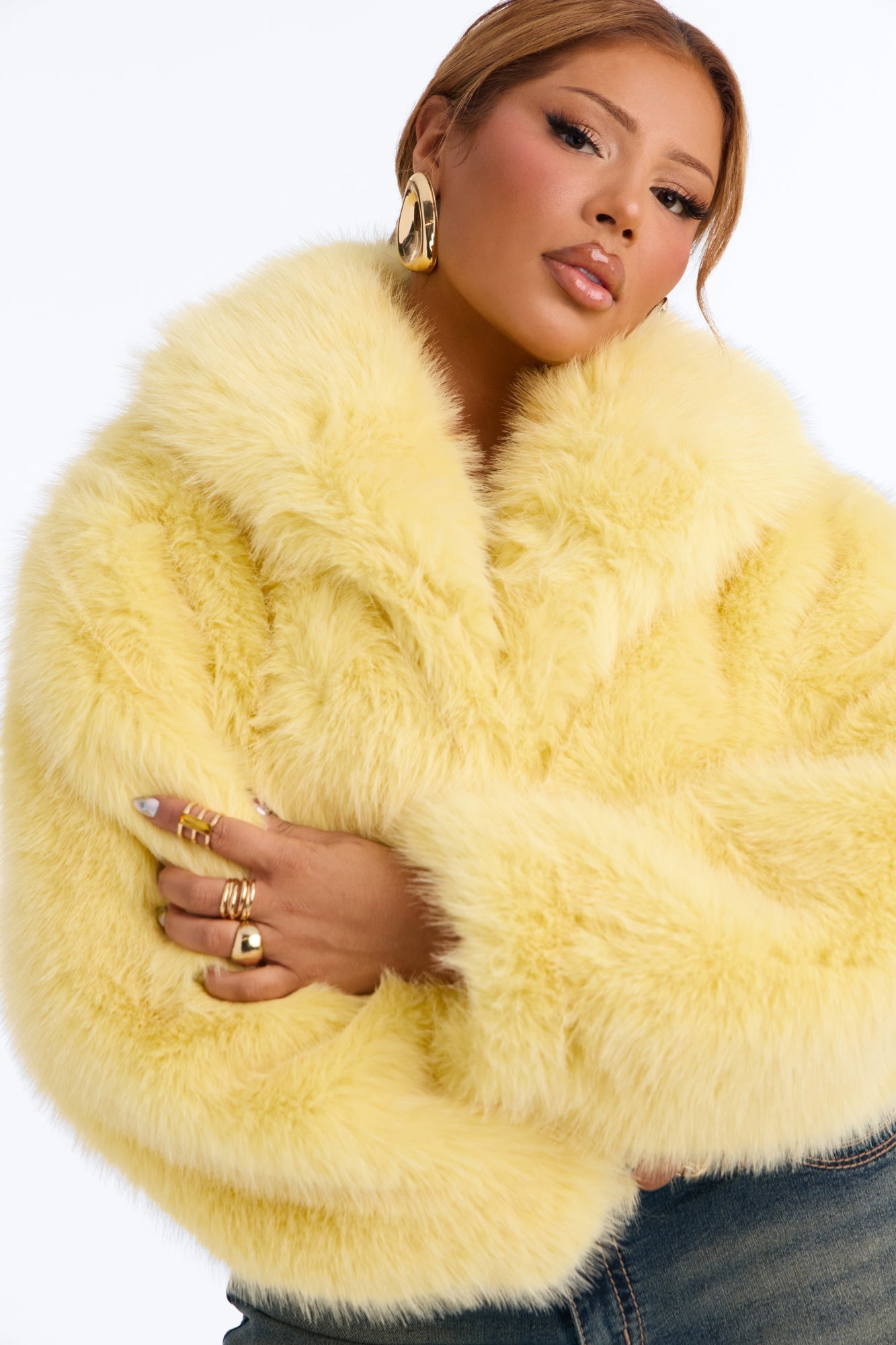 That's Luxe Faux Fur Coat - Butter Yellow image 3