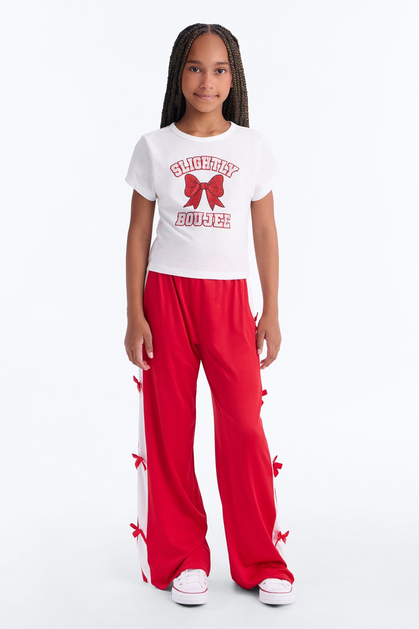 Mini Slightly Boujee Pant Set - Red/combo image 1