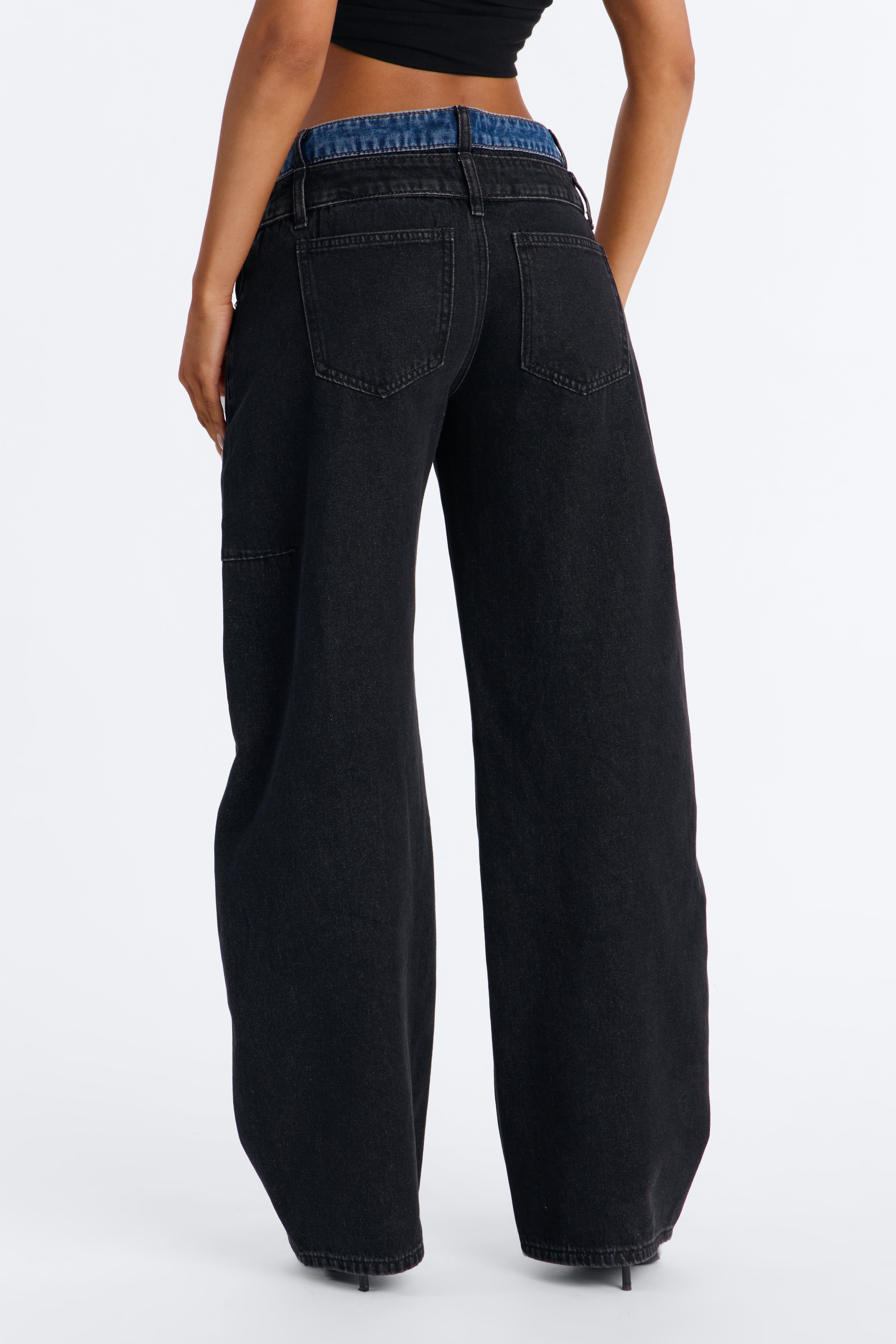 Blink Twice Two Tone Wide Leg Jeans - Black/Blue image 4