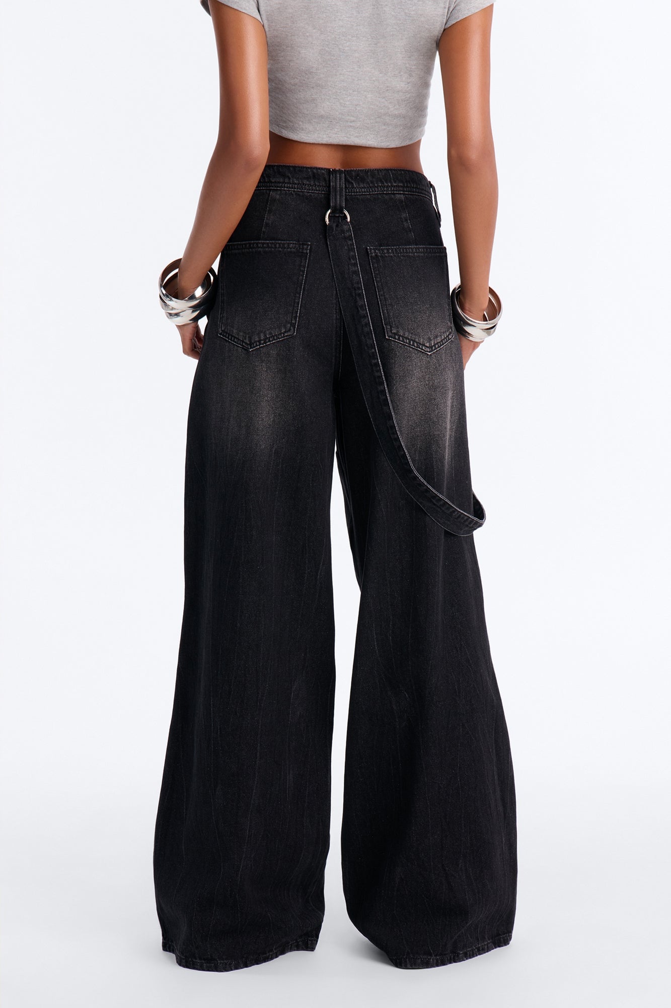 Strapped In Utility Wide Leg Jeans - Black Wash image 4
