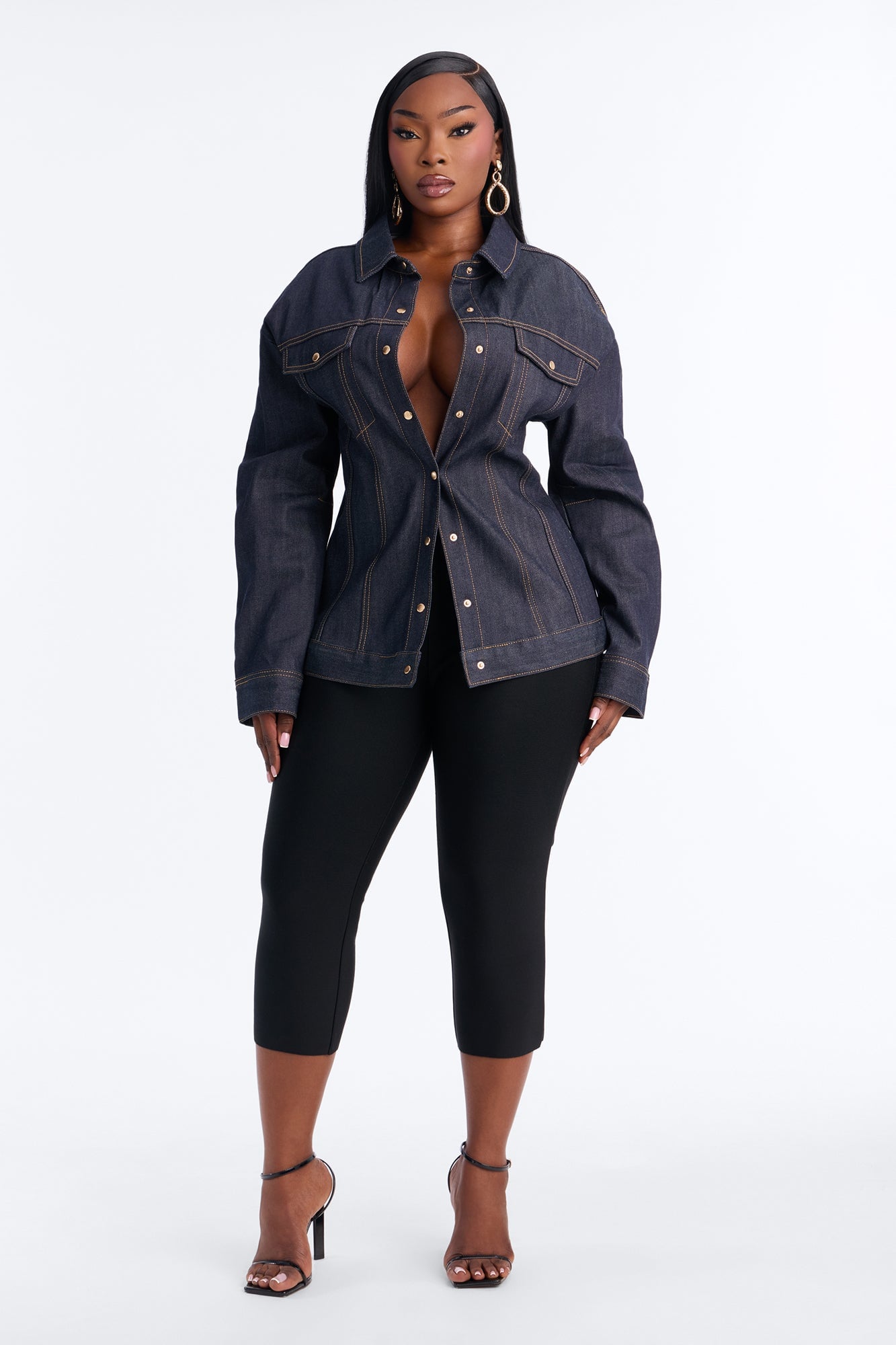 Premium Selvedge Sculpted Denim Jacket - Dark Denim image 2