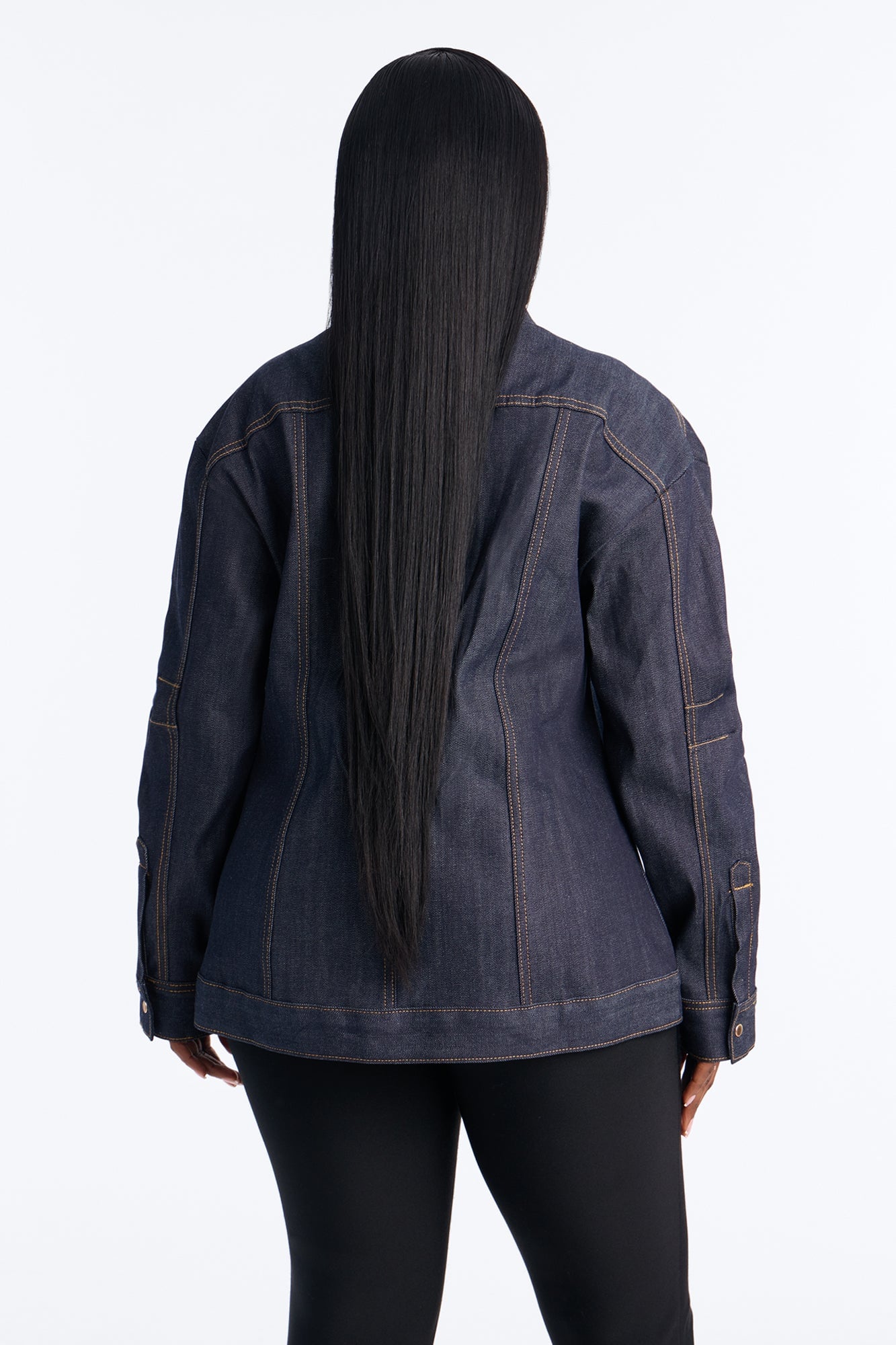 Premium Selvedge Sculpted Denim Jacket - Dark Denim image 3