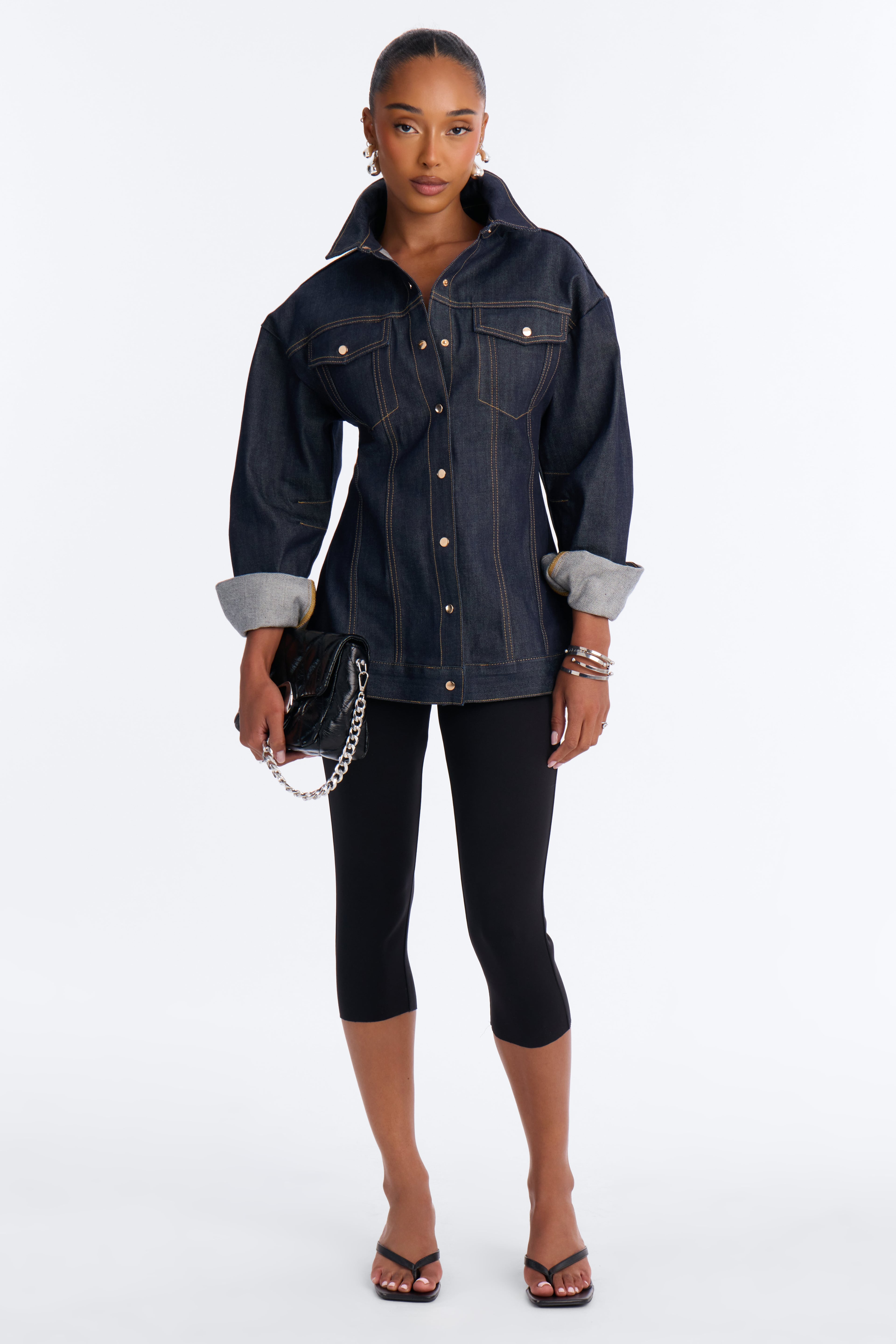 Premium Selvedge Sculpted Denim Jacket - Dark Denim image 7